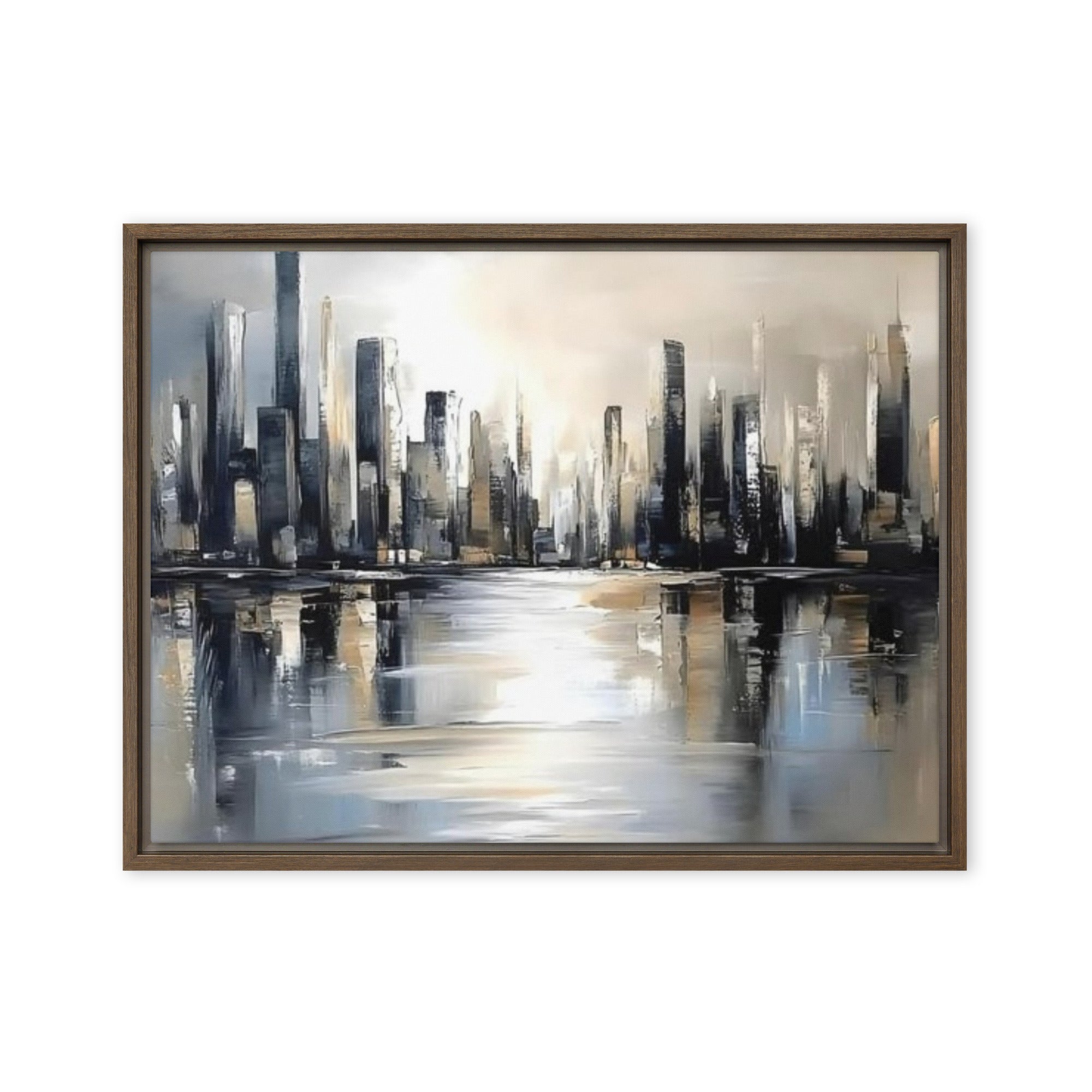 Sharps framed canvas print product view in brown frame, 24 x 36 inch statement piece