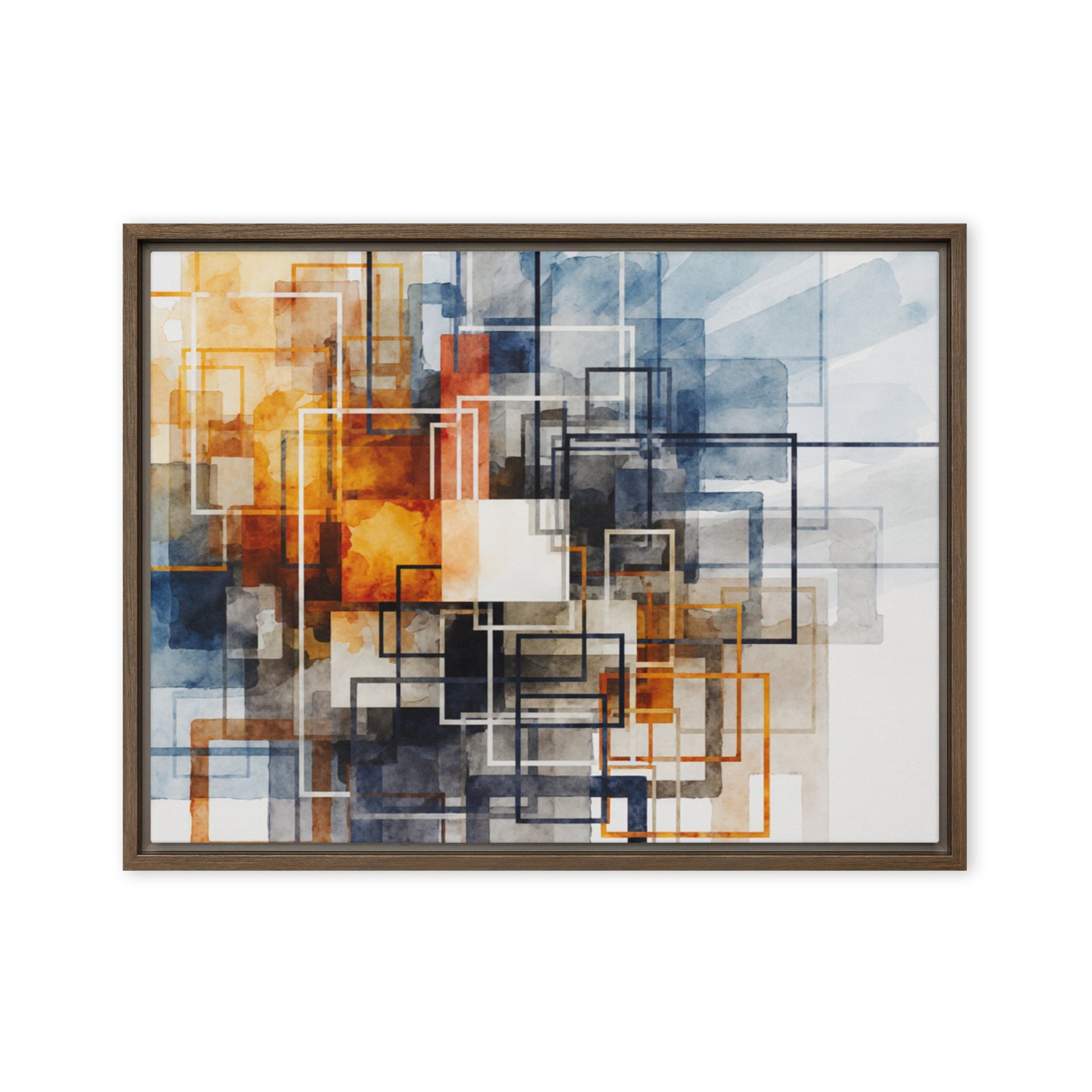 Tessera framed canvas print product view in brown frame, 24 x 36 inch statement piece