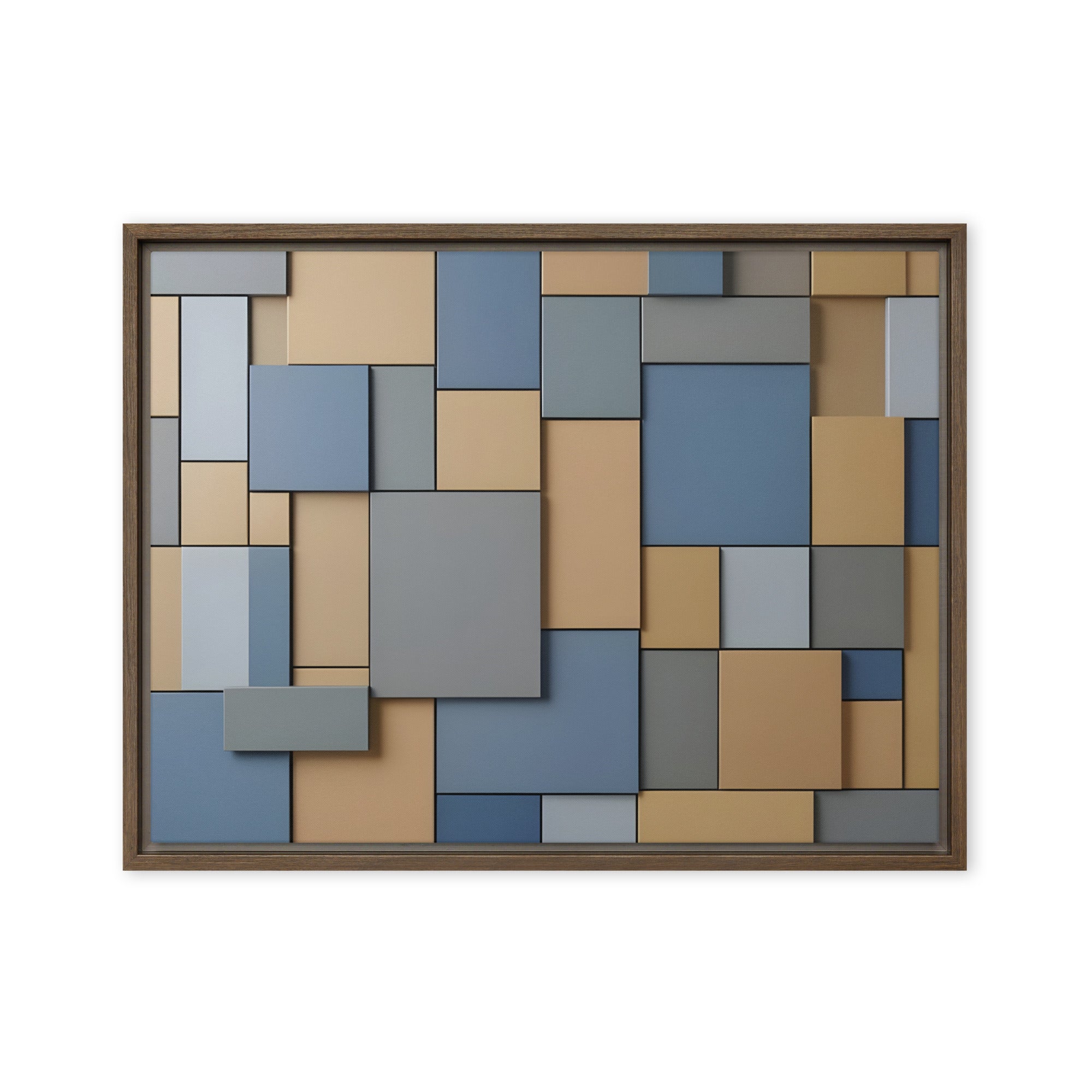 Agate framed canvas print with product details shown in white frame, 9 x 12 inch universal size