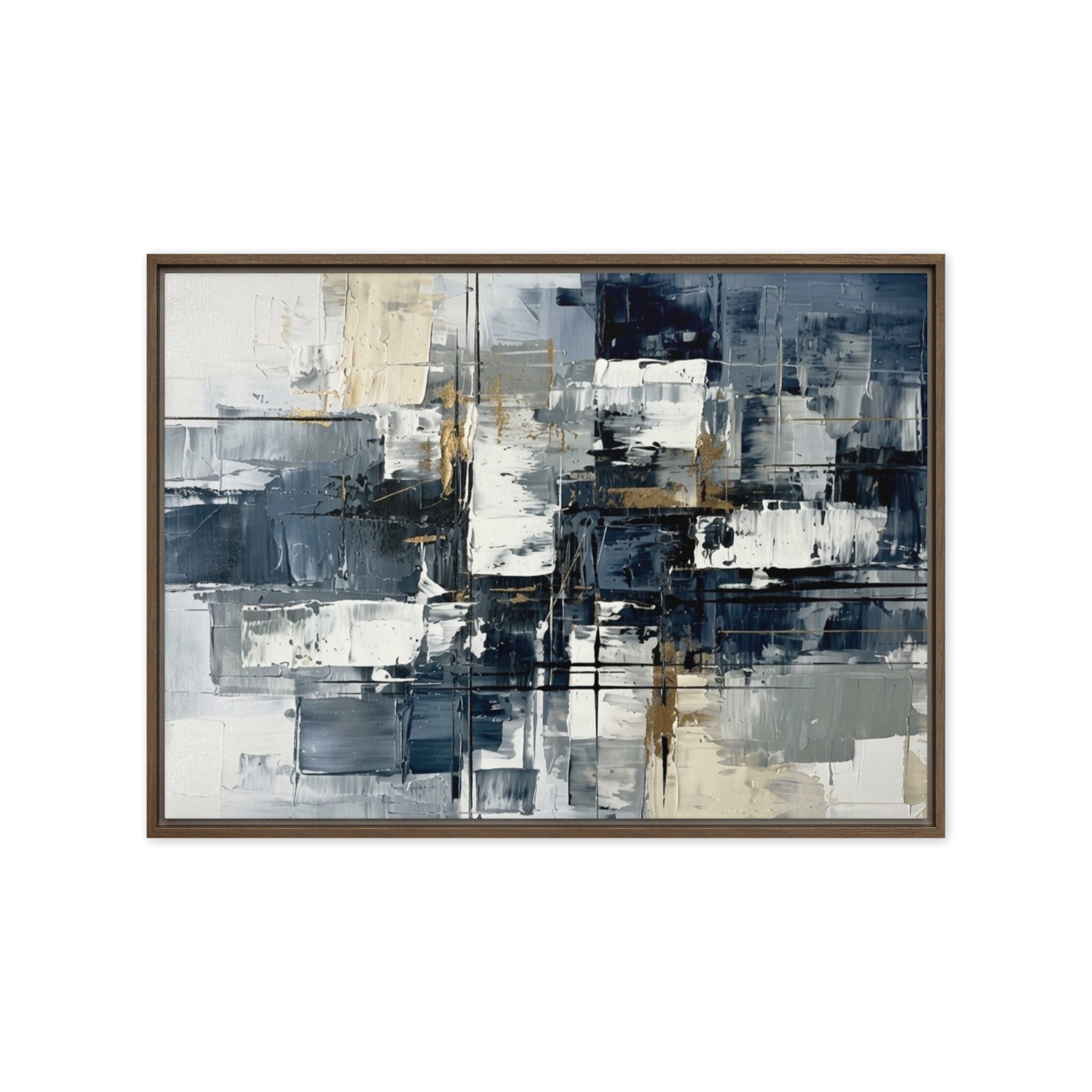 Calamity framed canvas urban image for product listing in brown frame, 24 x 32 inch large size