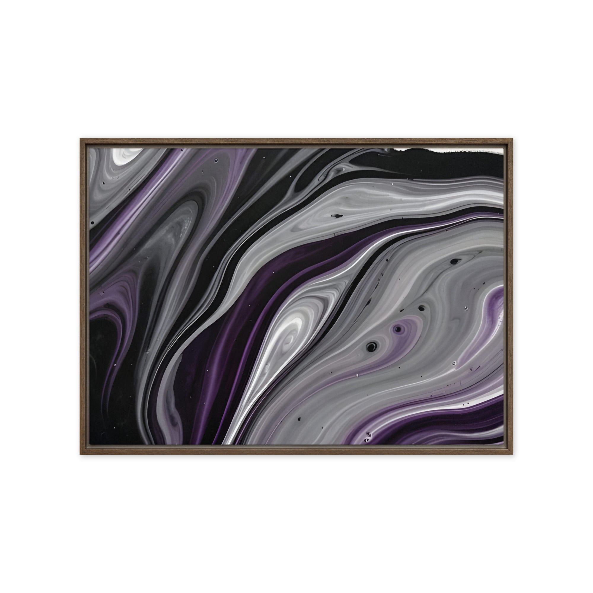 Amethyst Flow framed canvas print, front view in white frame, 11 x 14 inch universal size