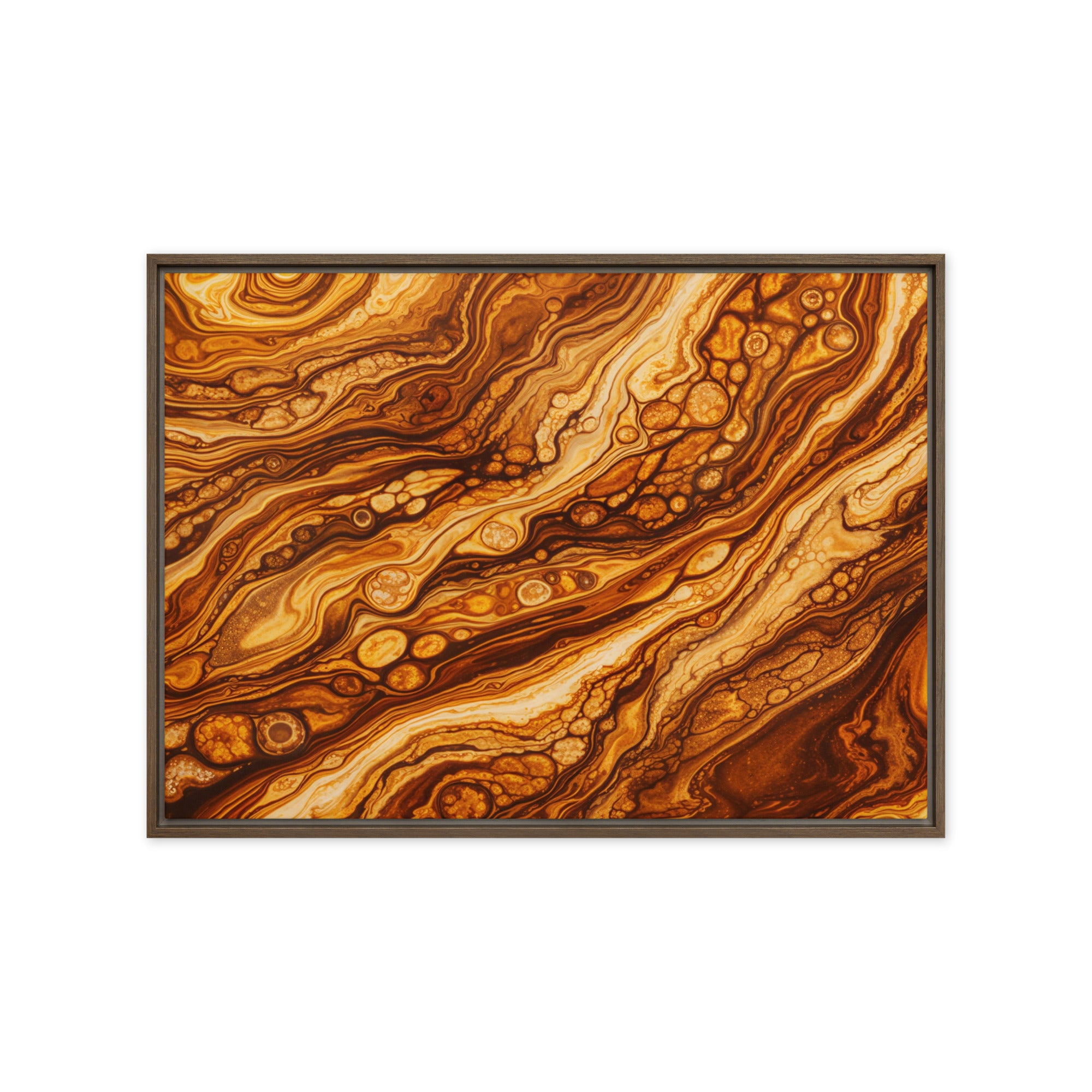 Molten Cells framed canvas print front-facing product image in white frame, 11 x 14 inch universal size