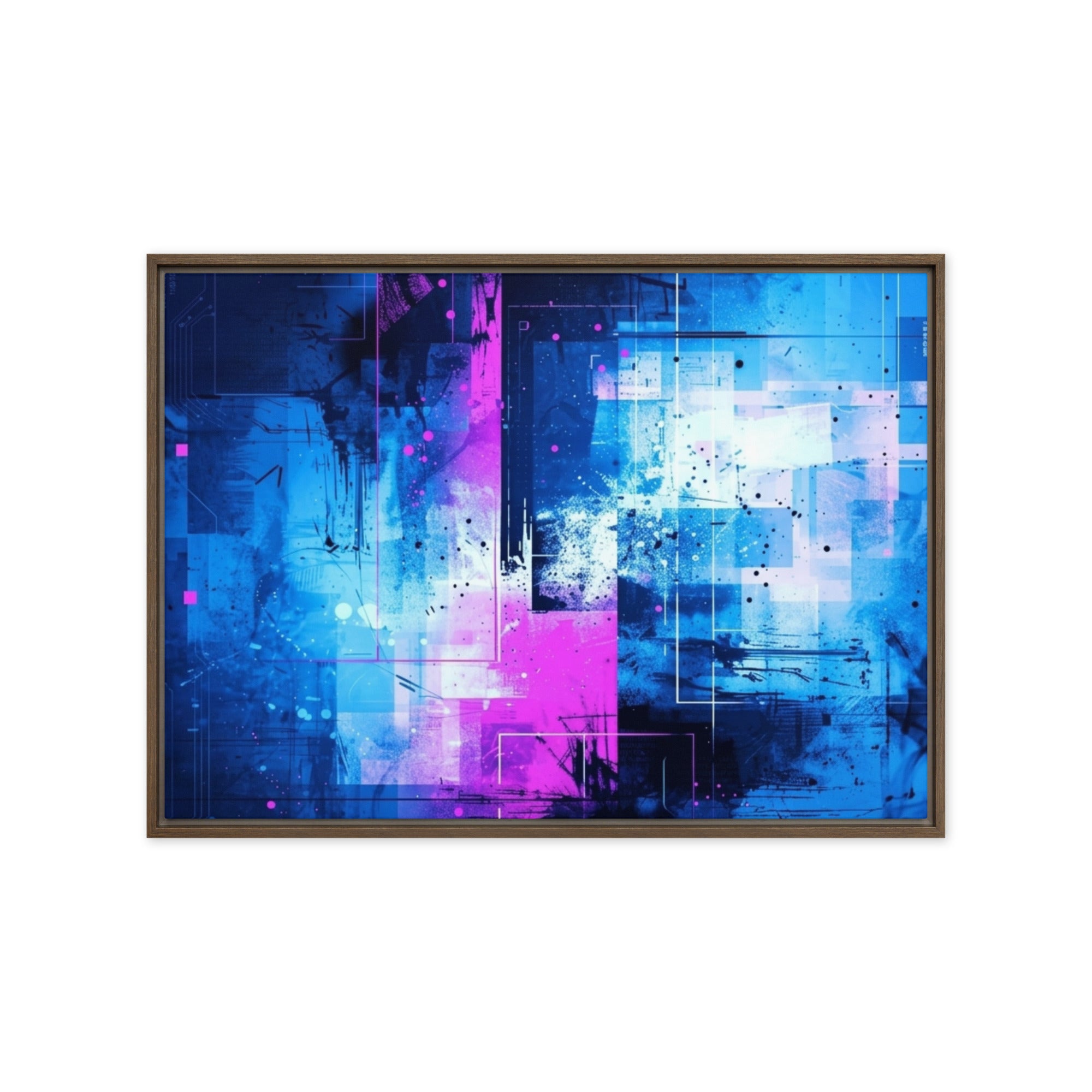 Neon framed canvas print, front view in white frame, 11 x 14 inch universal size