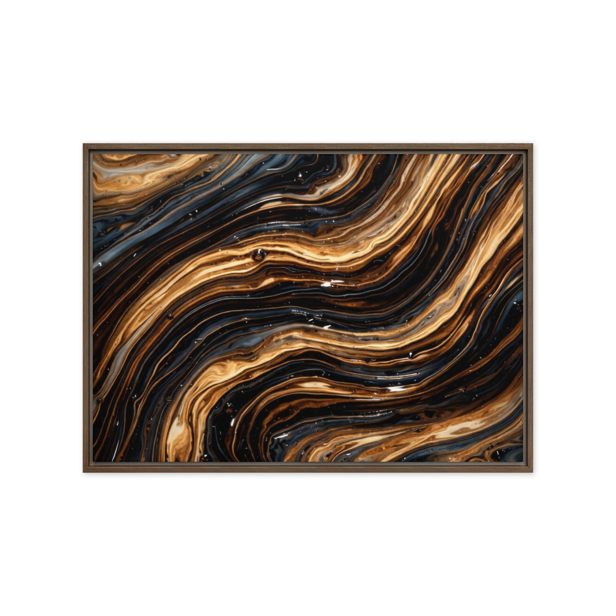 Amber framed canvas print, front view in white frame, 11 x 14 inch universal size