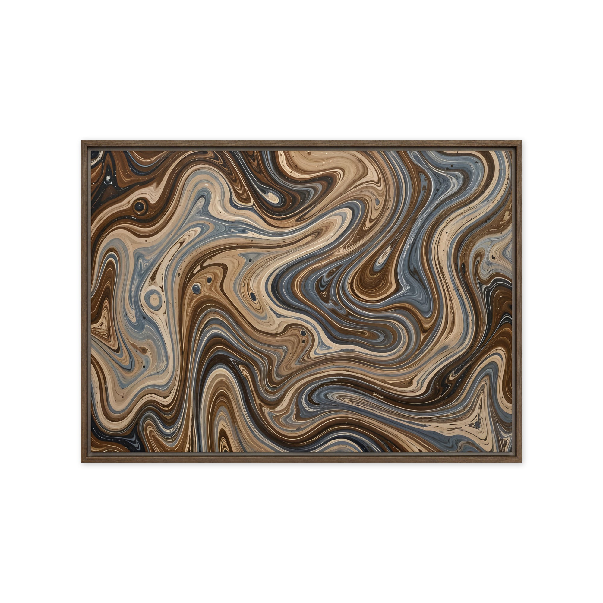 Café Mocha framed canvas print product image in white frame, 12 x 12 inch universal size