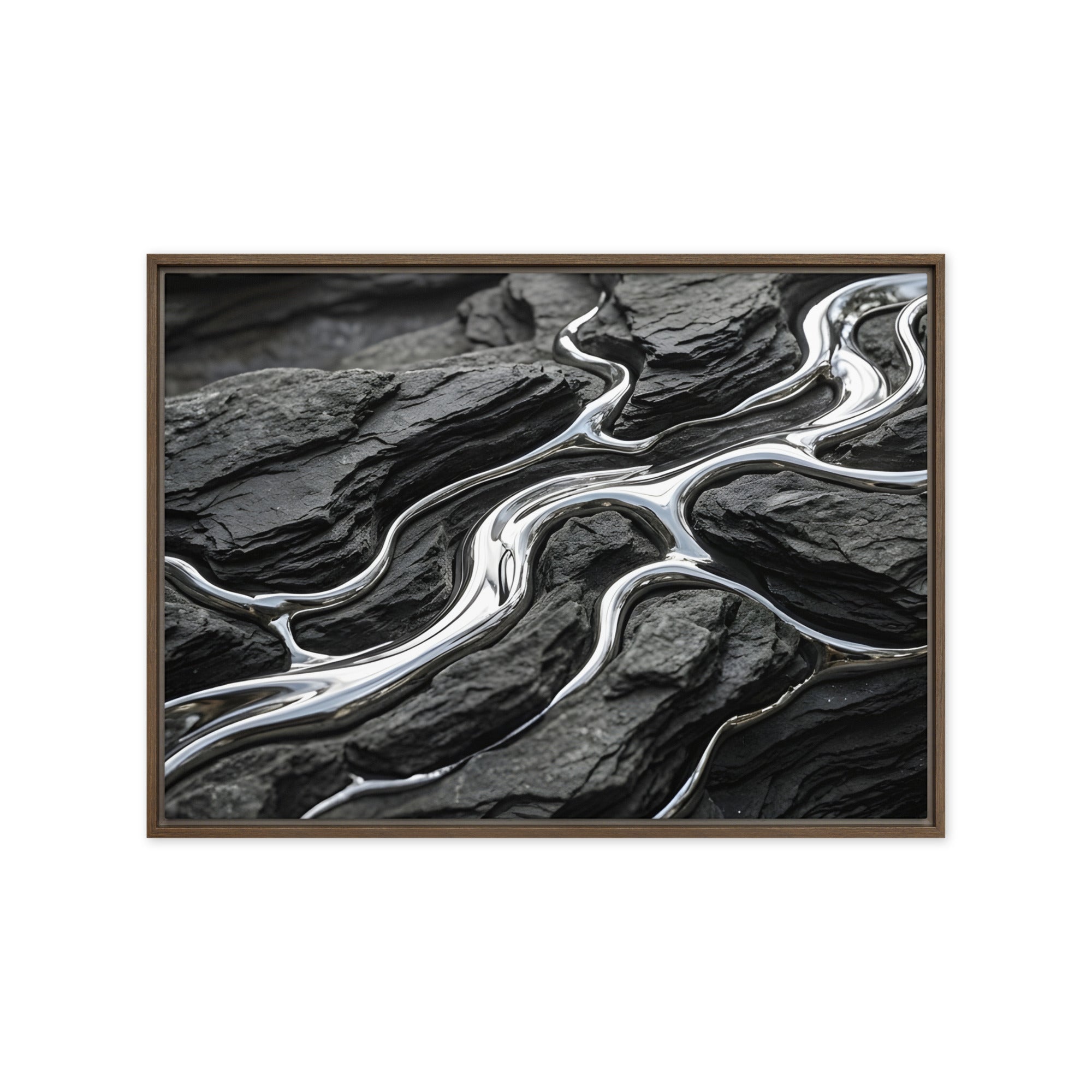 Basalt framed canvas print shown in front view in white frame, 11 x 14 inch universal size