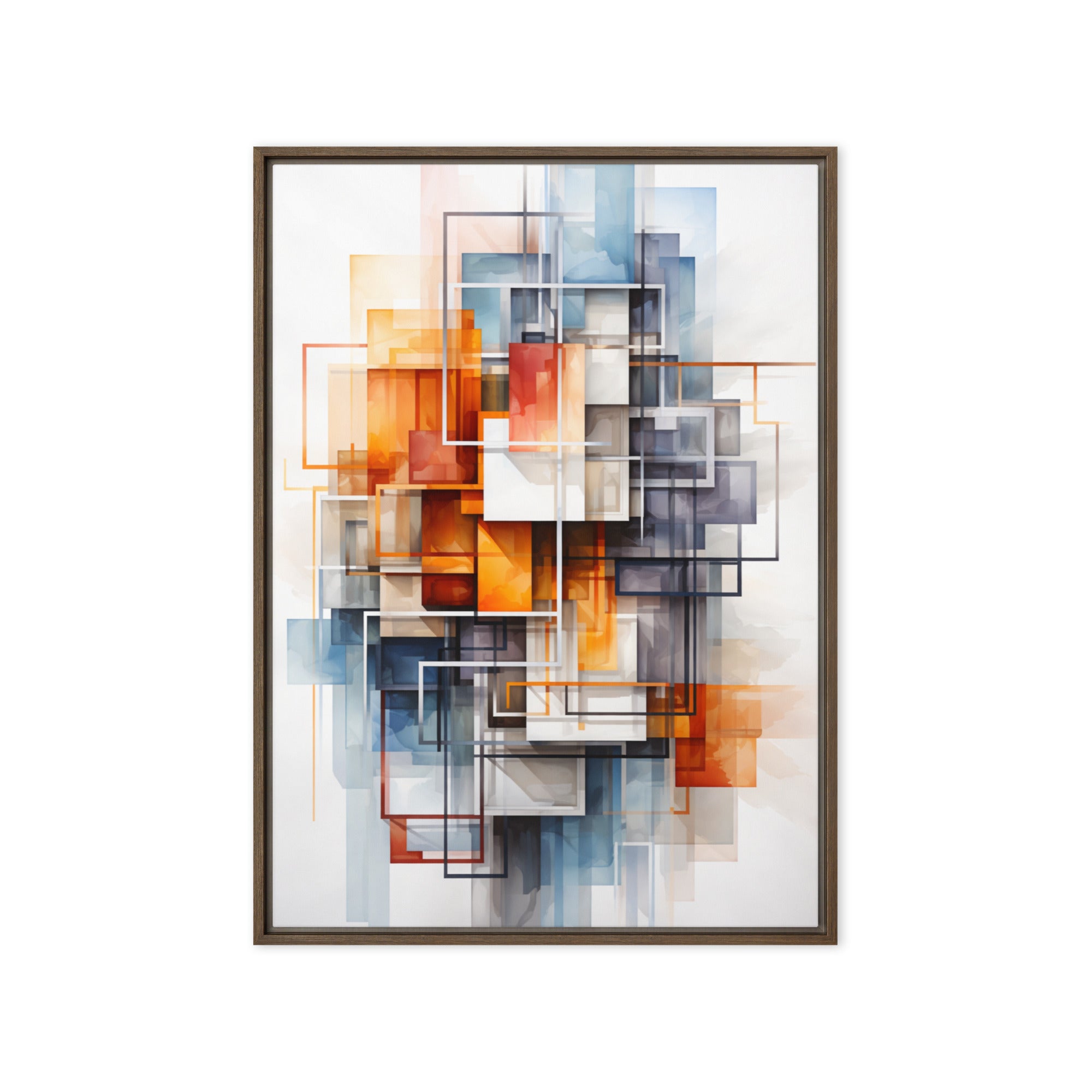 Facet wall art product image as a framed canvas print in white frame, 12 x 18 inch universal size