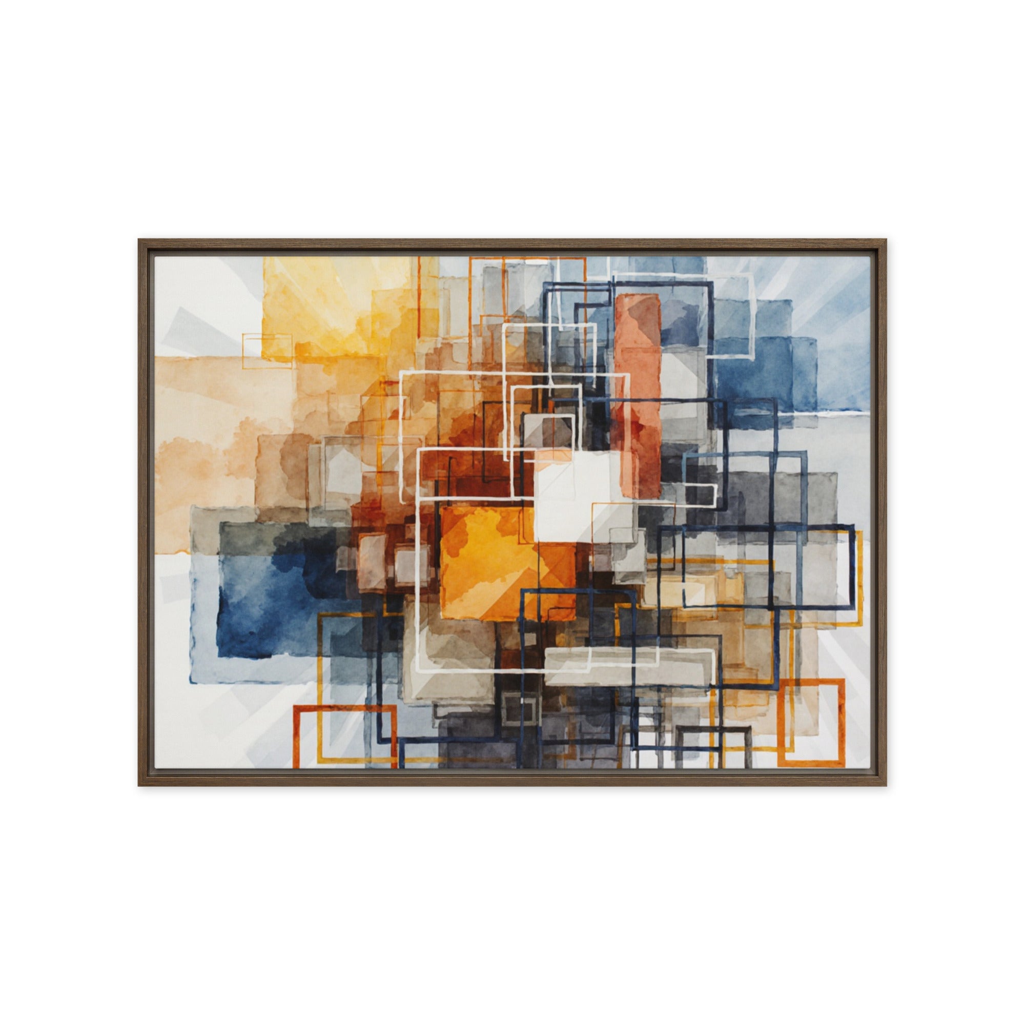 Plinth framed canvas print, front view in white frame, 11 x 14 inch universal size