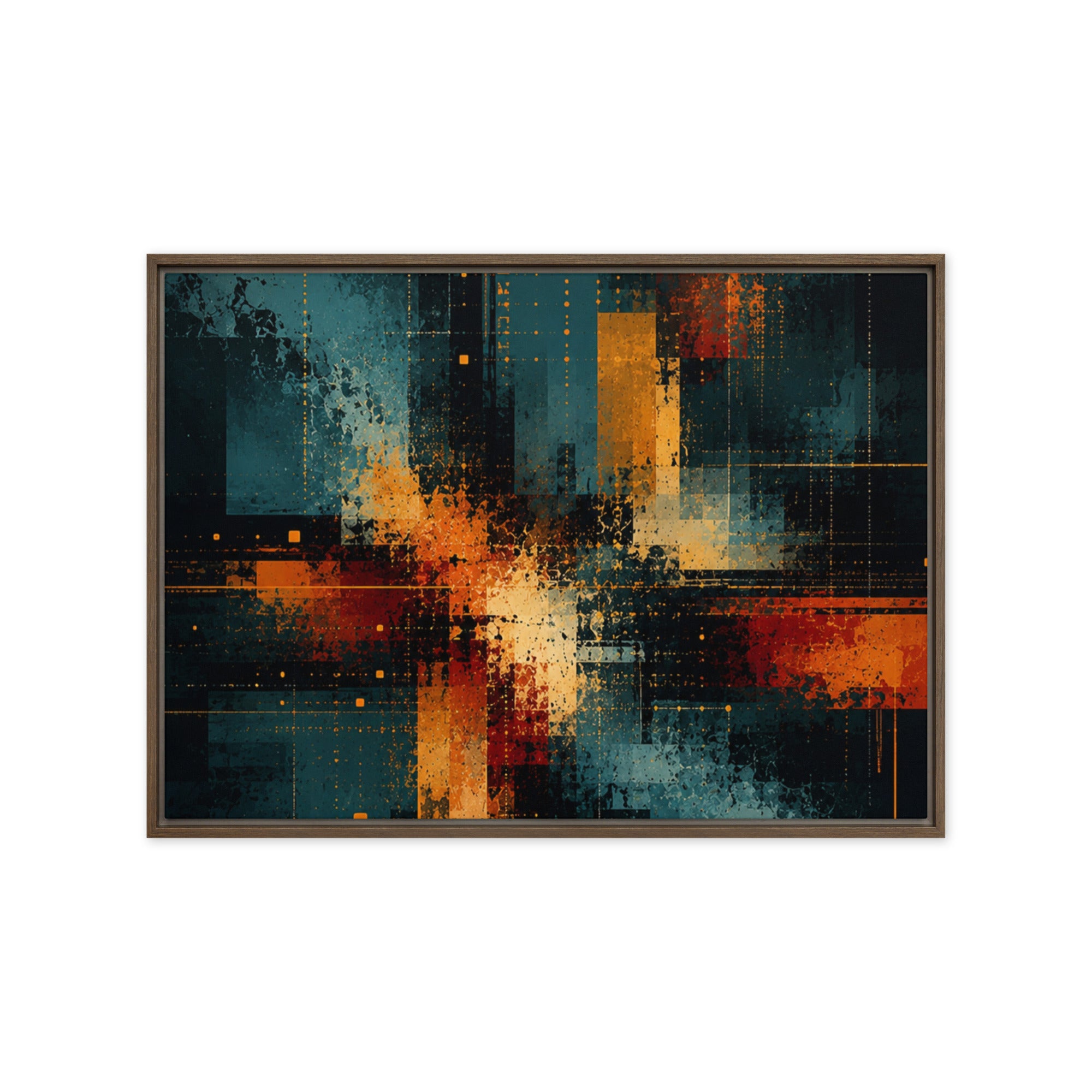Axion framed canvas print, front view in white frame, 11 x 14 inch universal size