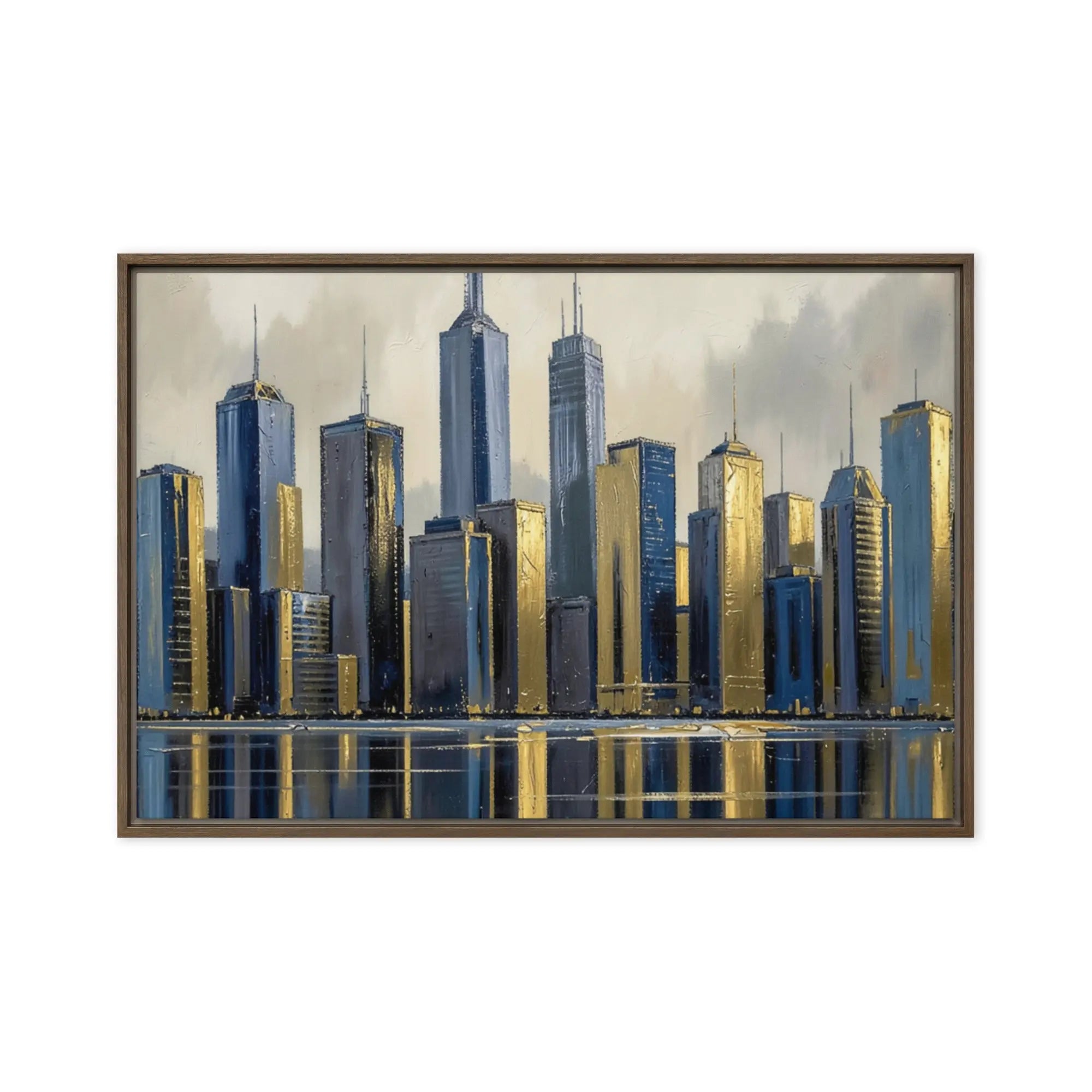 Lumina framed canvas skyline wall display image in white frame, 12 x 16 inch universal size