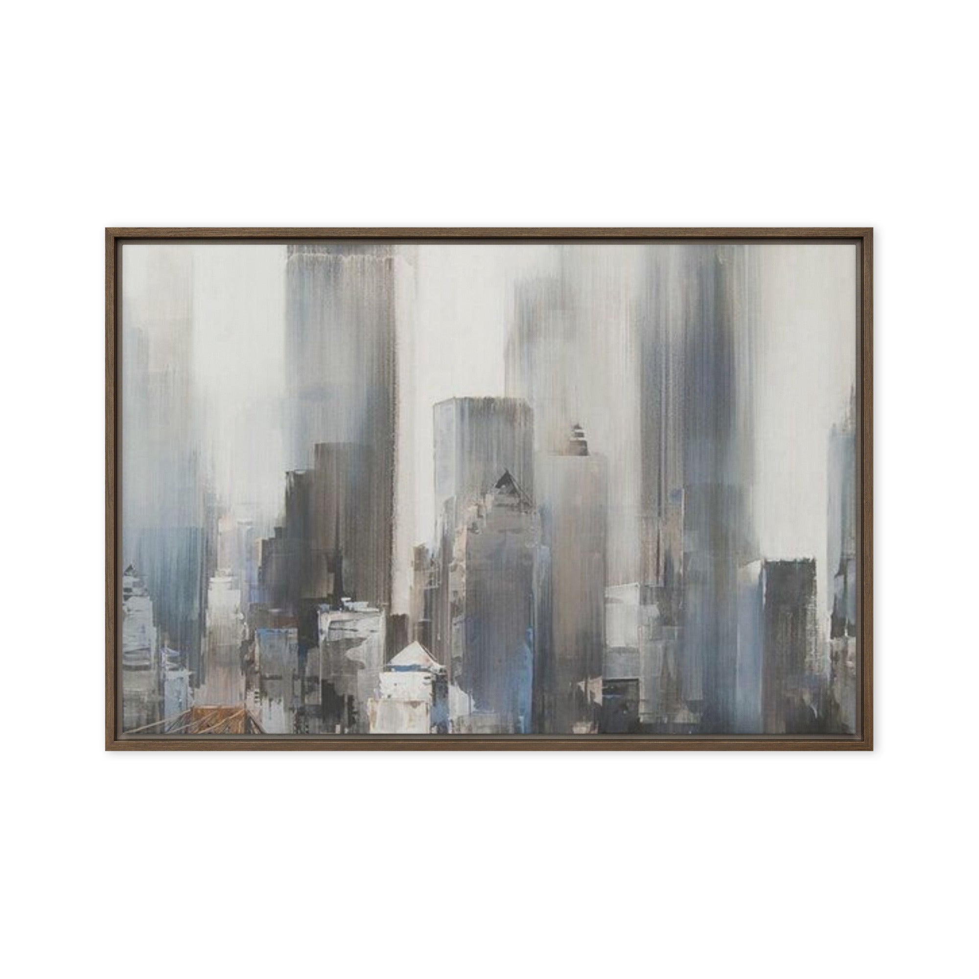 Vanguard framed canvas skyline product view in black frame, 20 x 28 inch large size