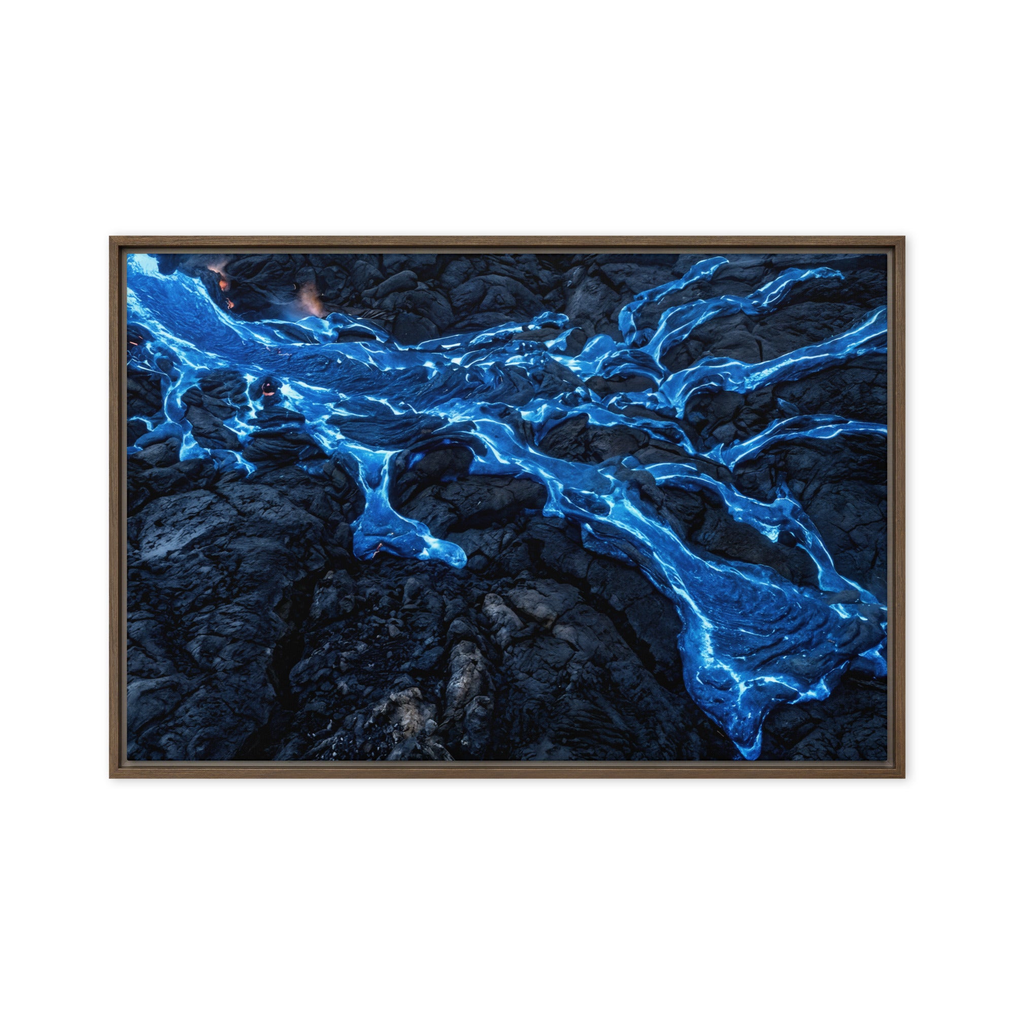 Scoria wall art product image as a framed canvas print in white frame, 12 x 18 inch universal size