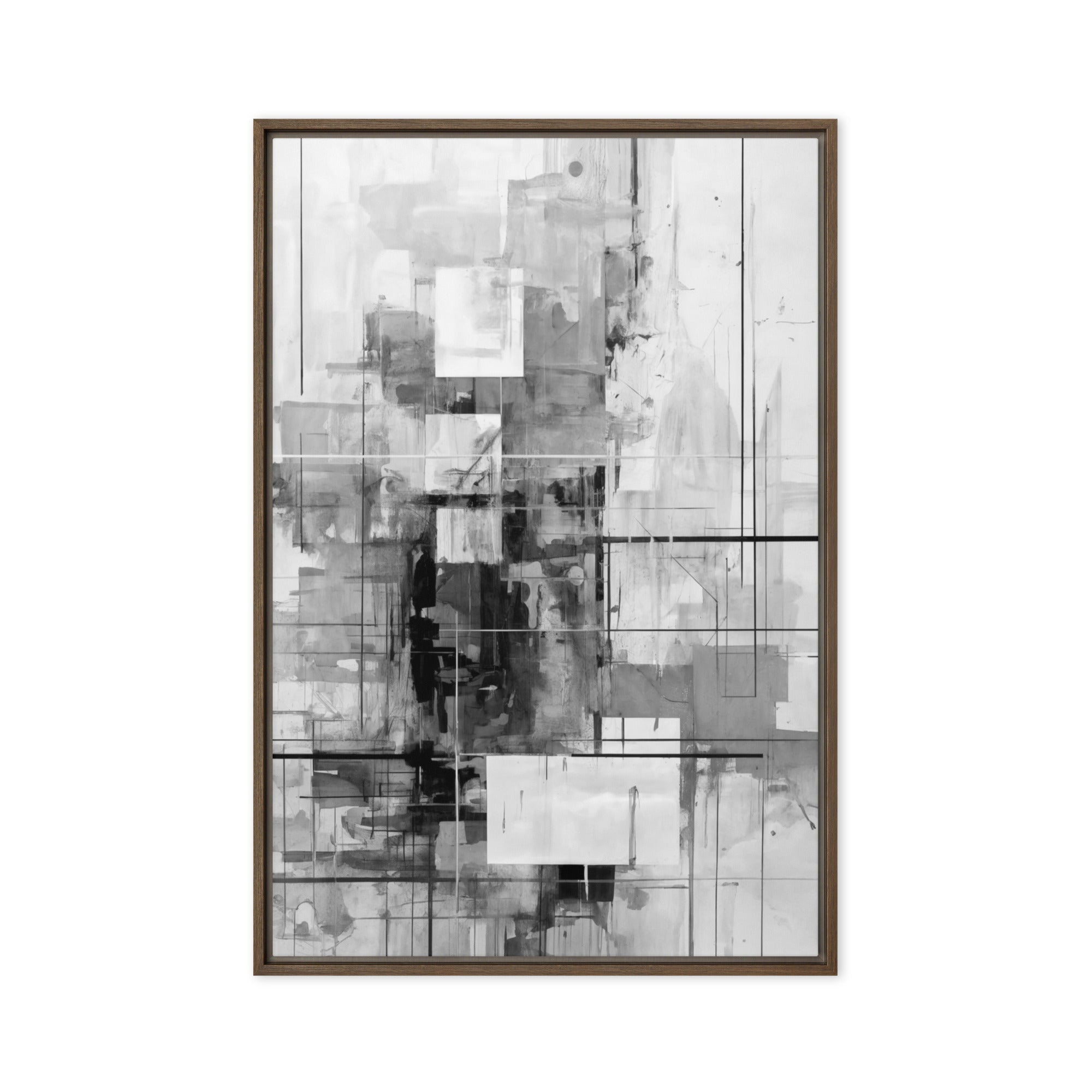 Betrayal framed canvas abstract urban shown in front view in white frame, 12 x 18 inch universal size