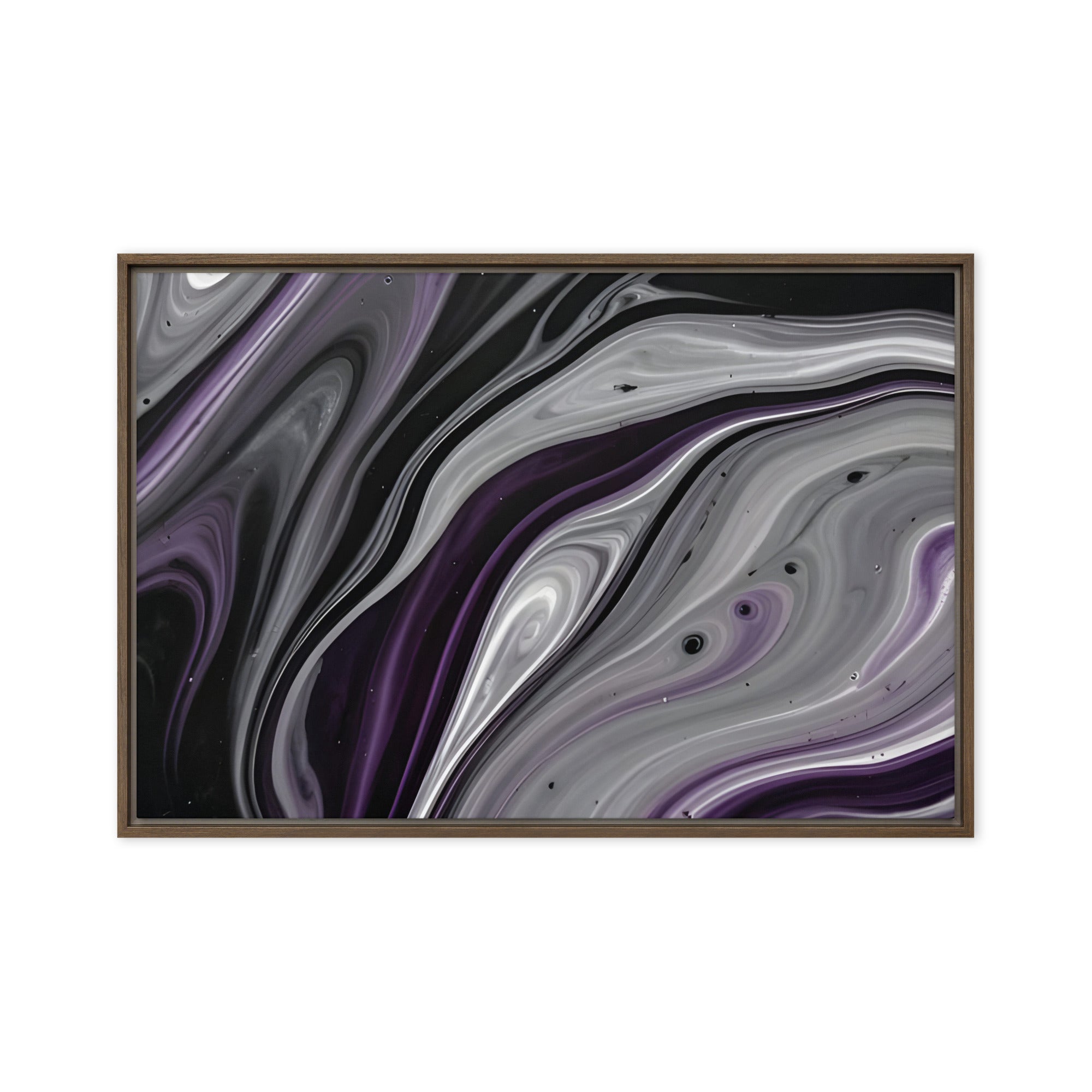 Amethyst Flow wall art product image as a framed canvas print in white frame, 12 x 18 inch universal size