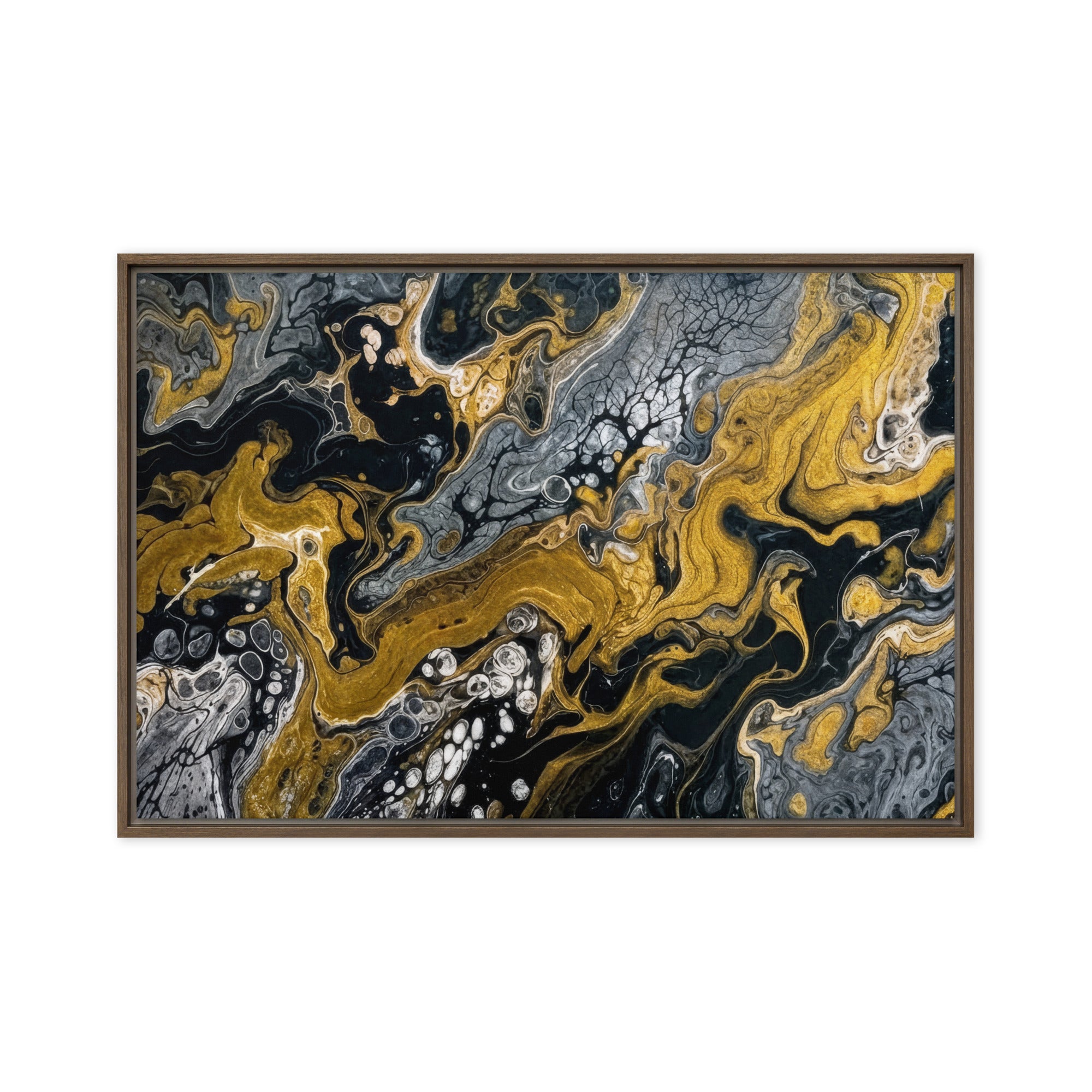 Aurum framed canvas print product image in white frame, 12 x 12 inch universal size