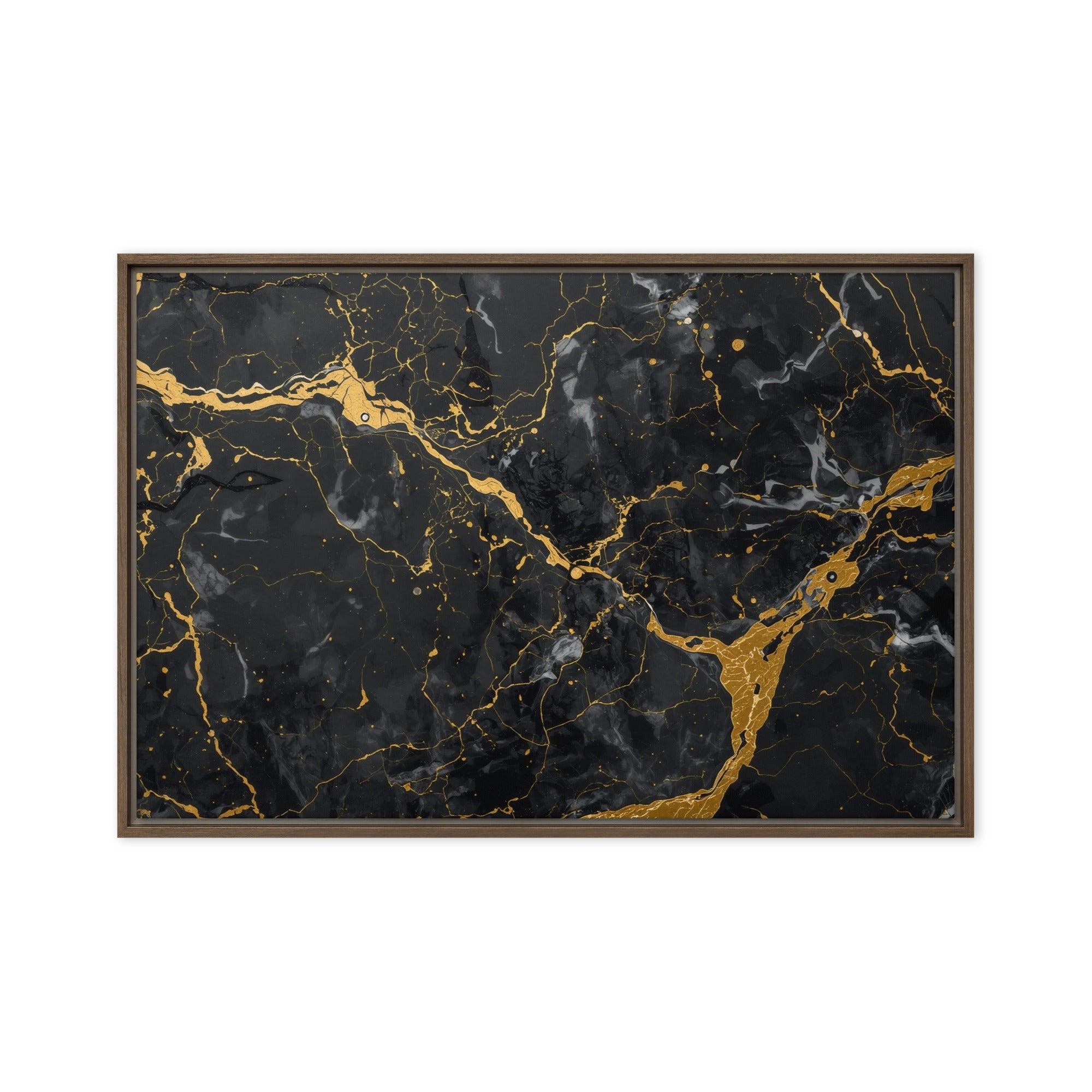 Midas framed canvas print front-facing product image in white frame, 16 x 16 inch universal size
