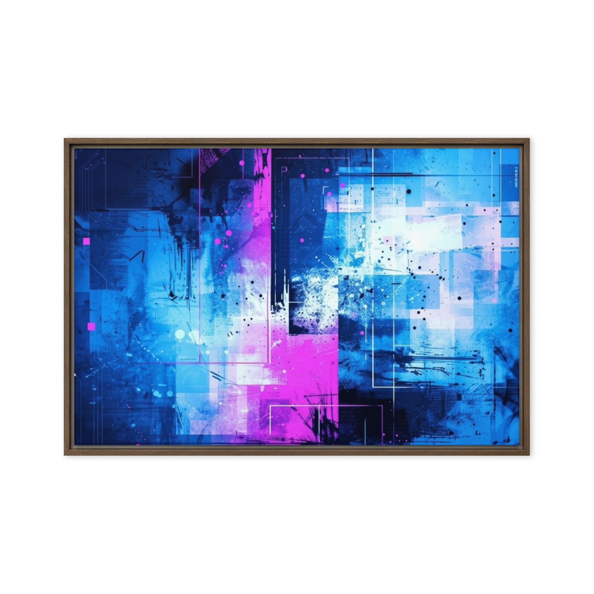 Neon wall art product image as a framed canvas print in white frame, 12 x 18 inch universal size