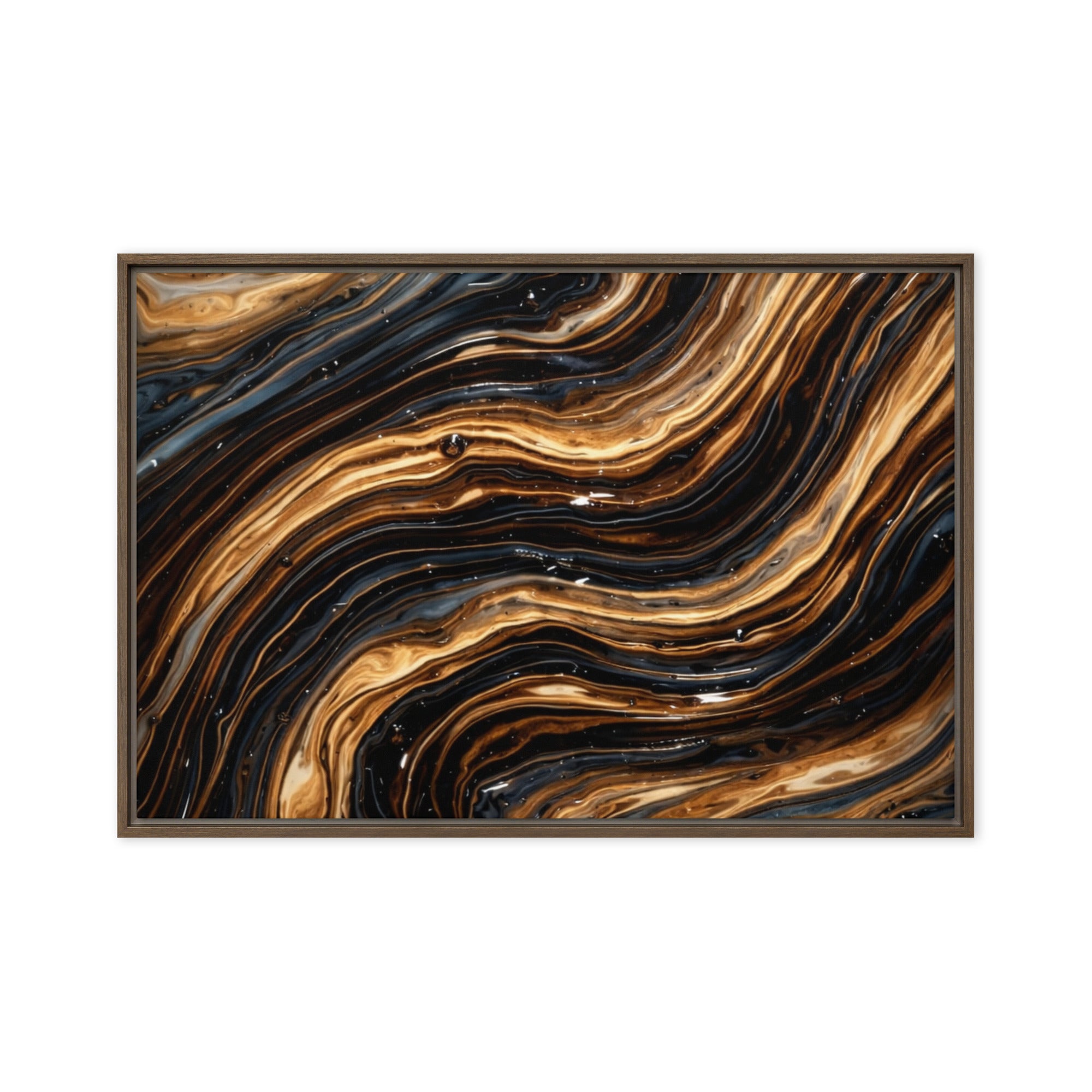 Amber wall art product image as a framed canvas print in white frame, 12 x 18 inch universal size