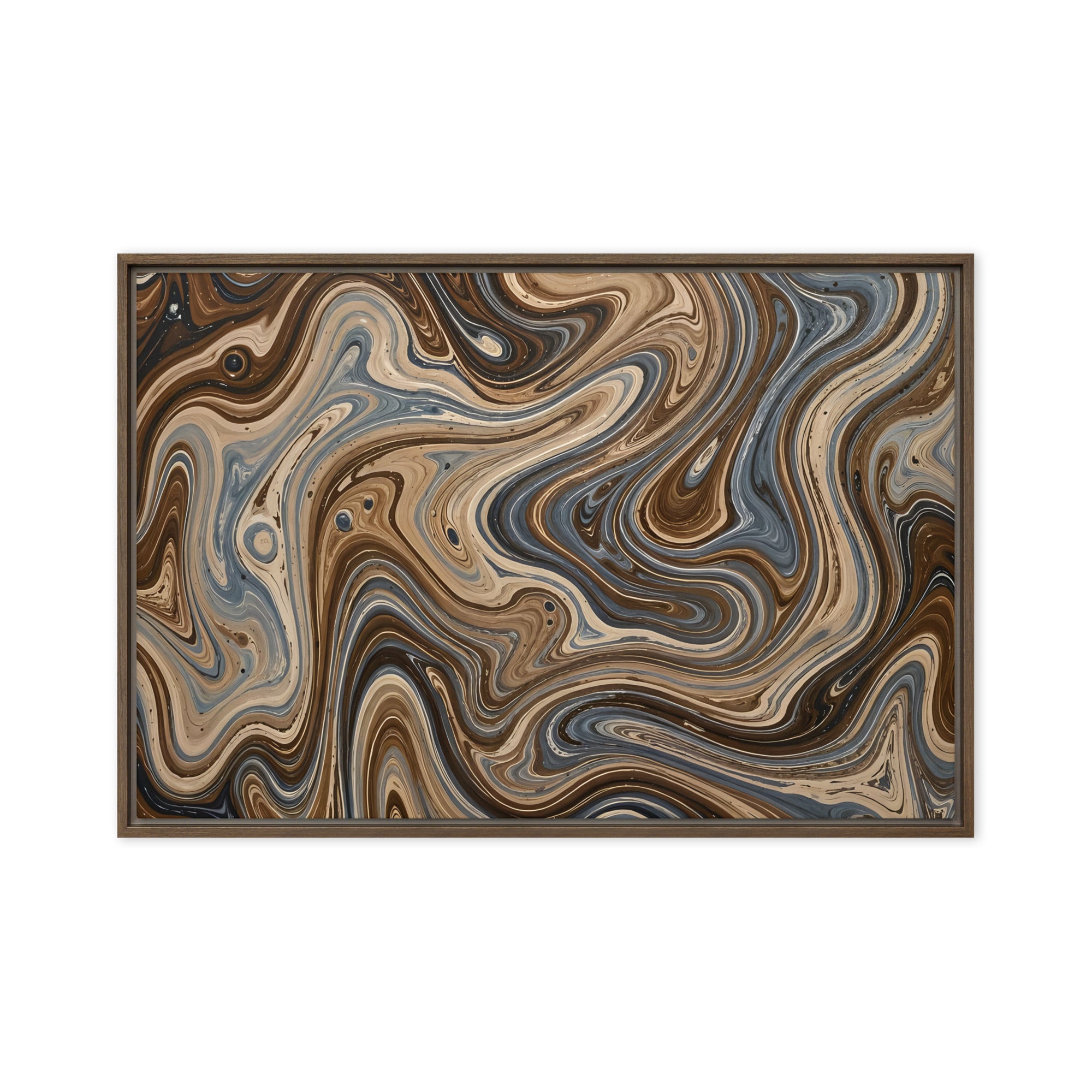 Café Mocha framed canvas print front-facing product image in white frame, 16 x 16 inch universal size