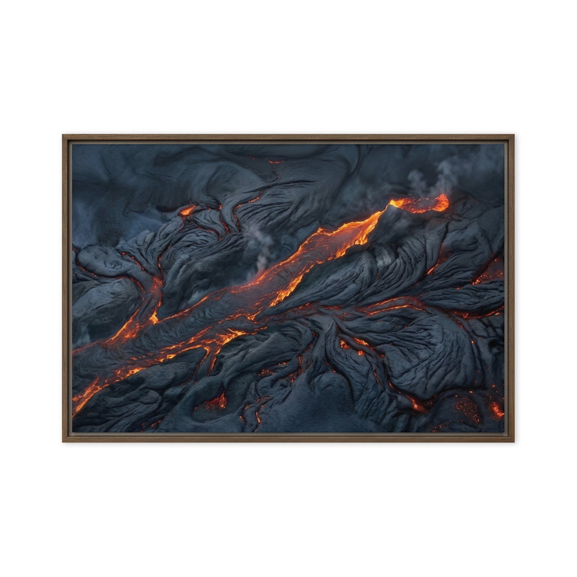 Molten wall art product image as a framed canvas print in white frame, 12 x 18 inch universal size