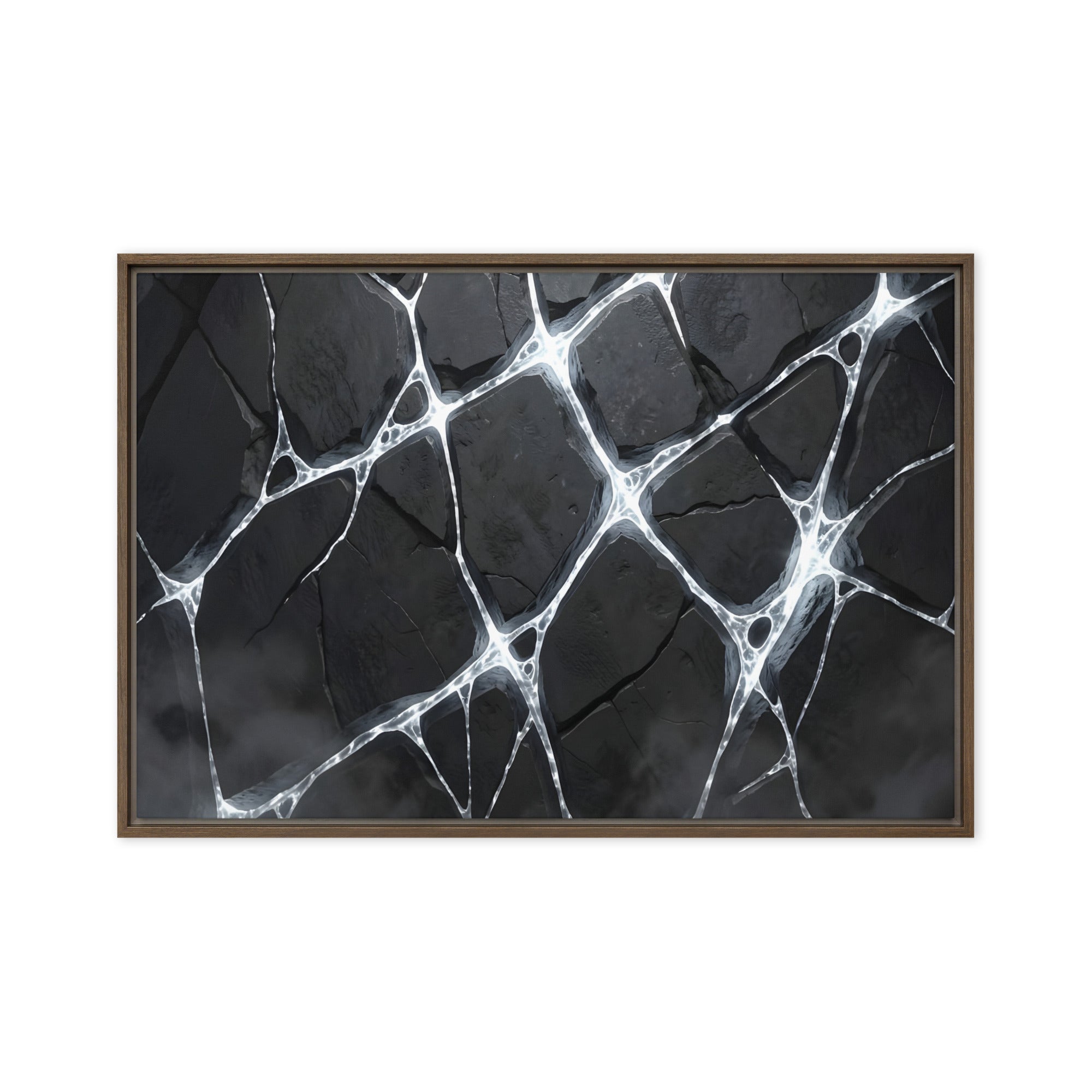 Pumice wall art product image as a framed canvas print in white frame, 12 x 18 inch universal size