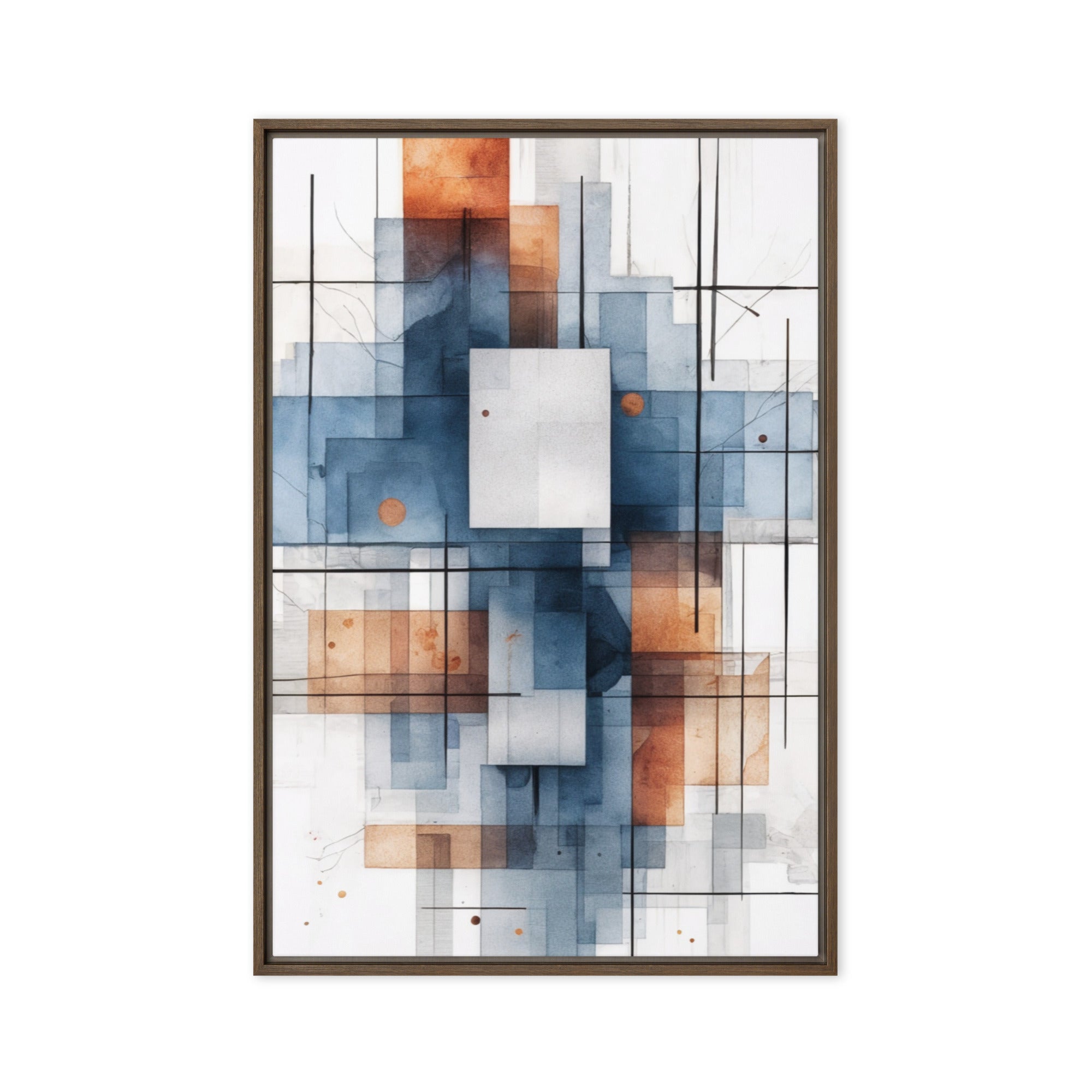 Early framed canvas print product view in brown frame, 24 x 36 inch statement piece