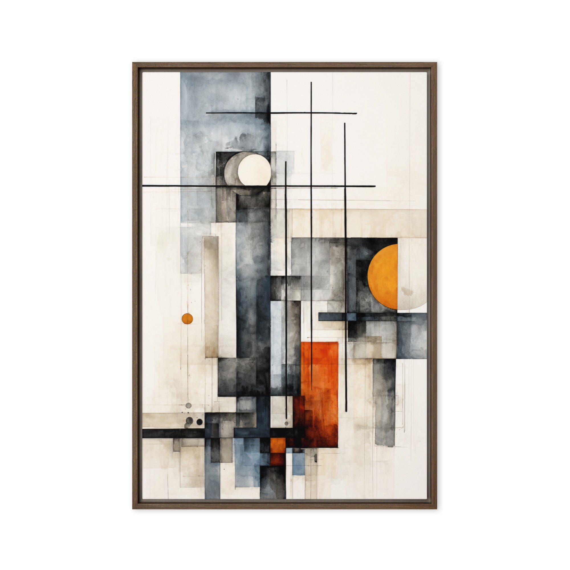 Girder framed canvas print, front view in brown frame, 20 x 30 inch large size