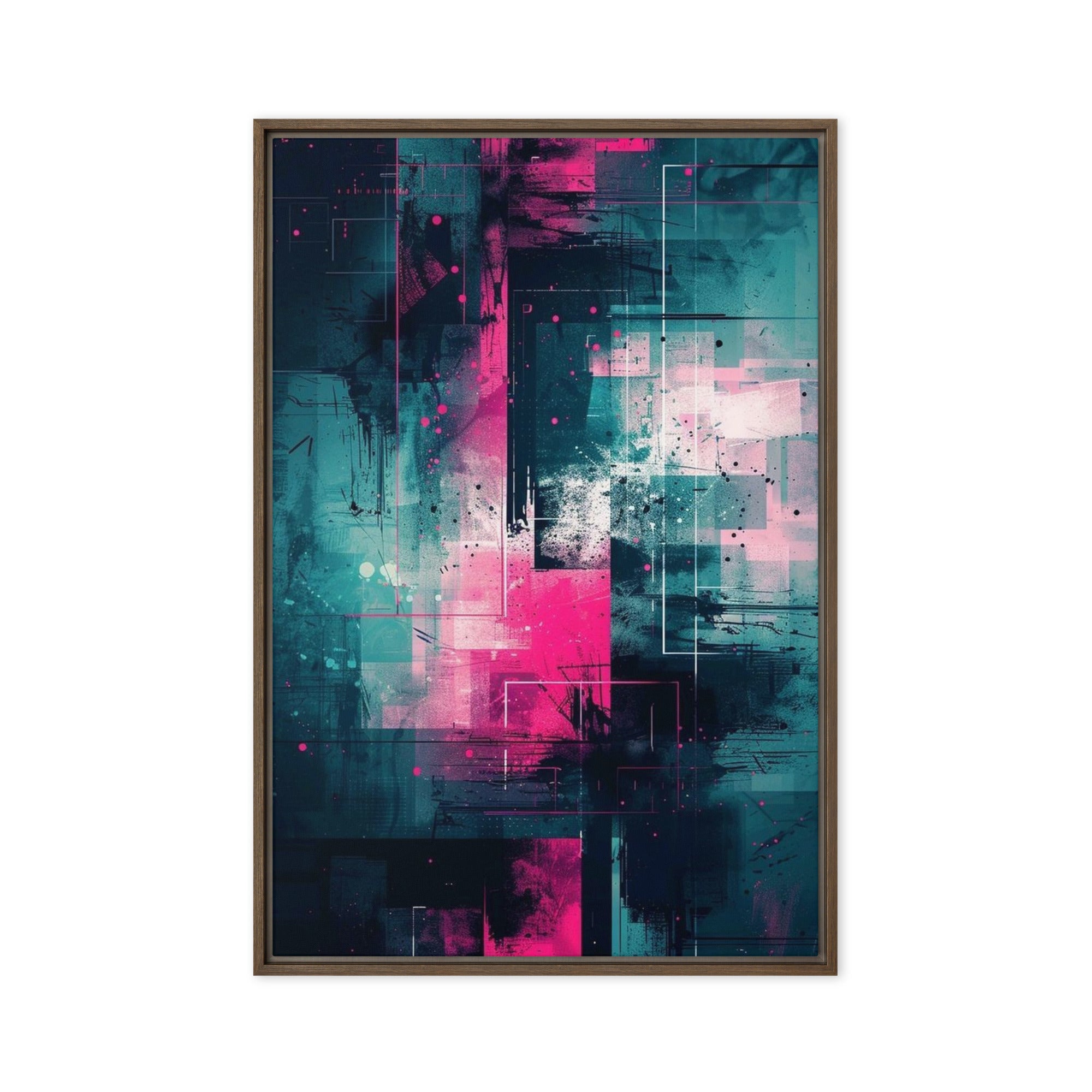 Neona framed canvas print product view in white frame, 12 x 16 inch universal size