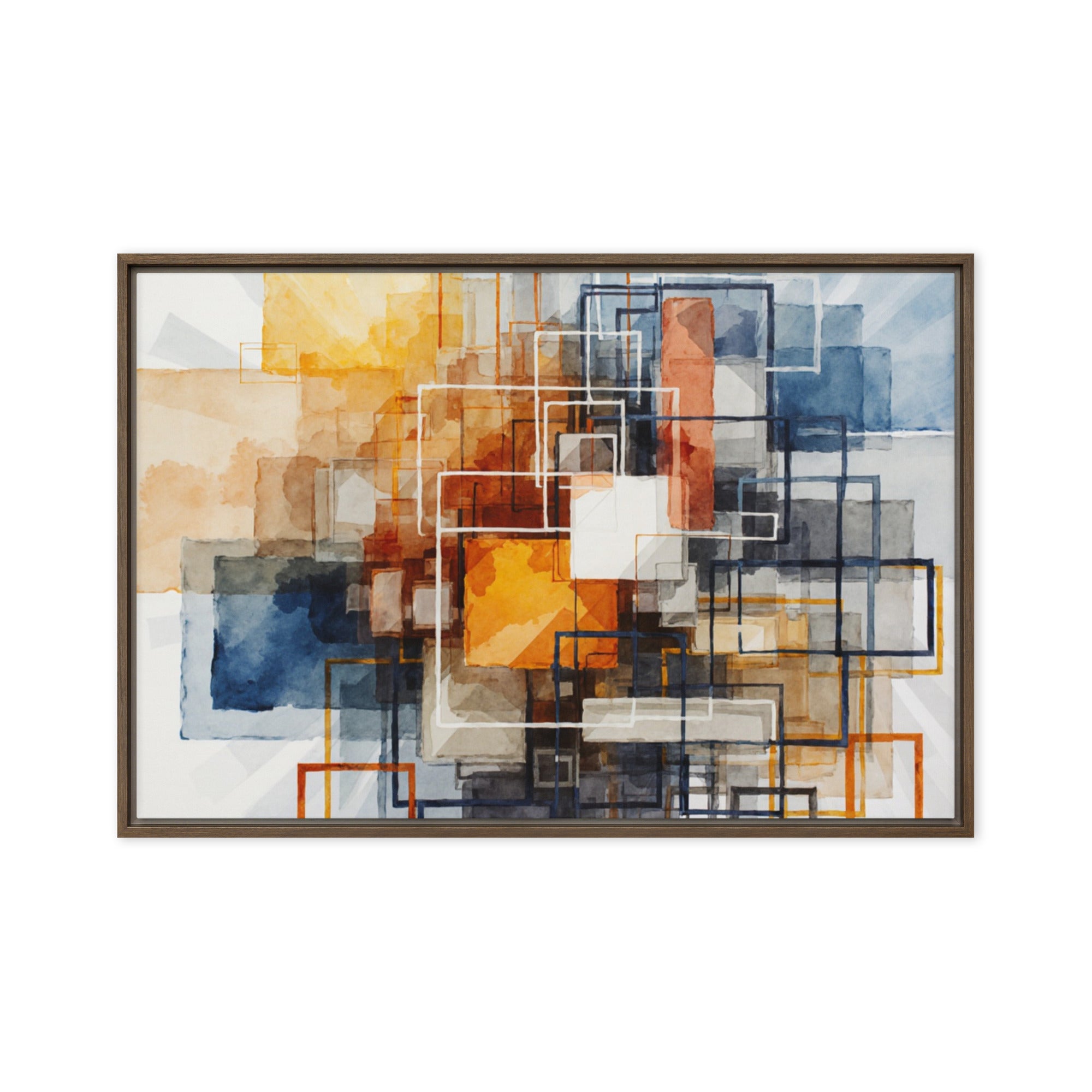 Plinth wall art product image as a framed canvas print in white frame, 12 x 18 inch universal size