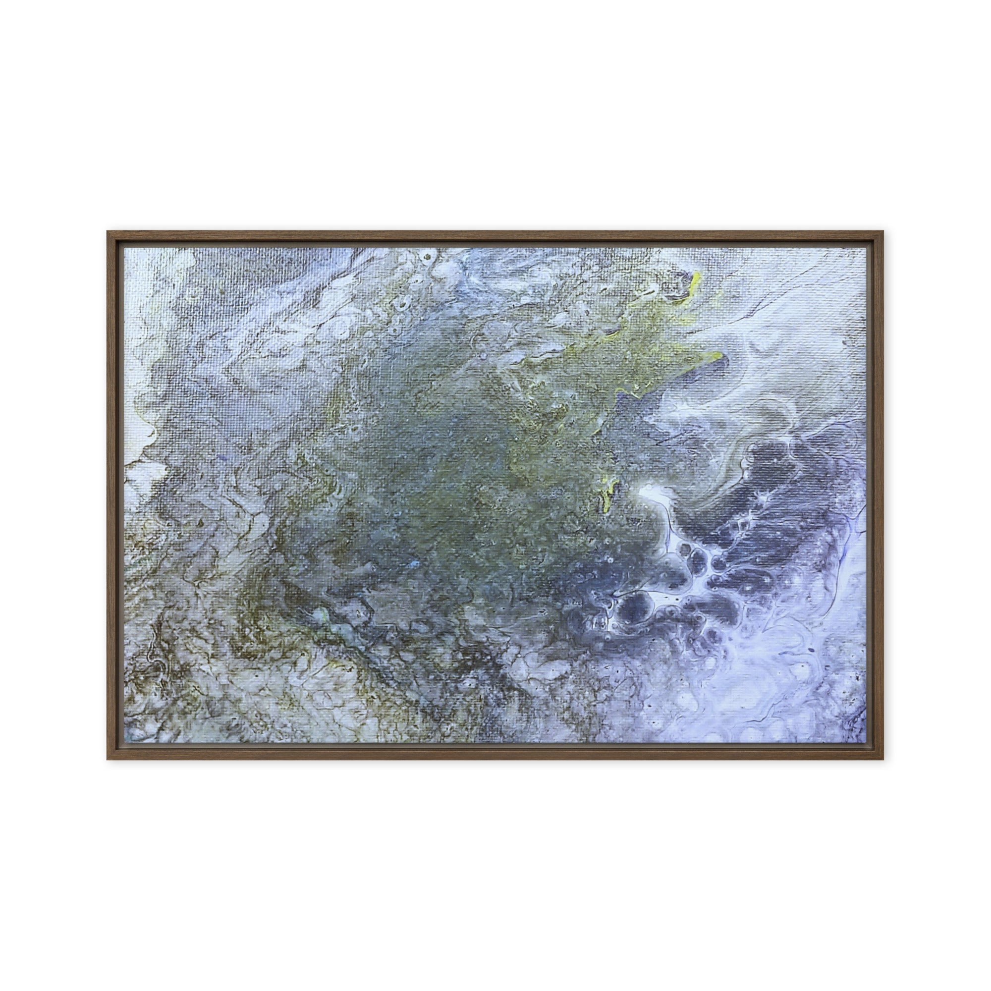 Shallows wall art product image as a framed canvas studio series in white frame, 12 x 18 inch universal size
