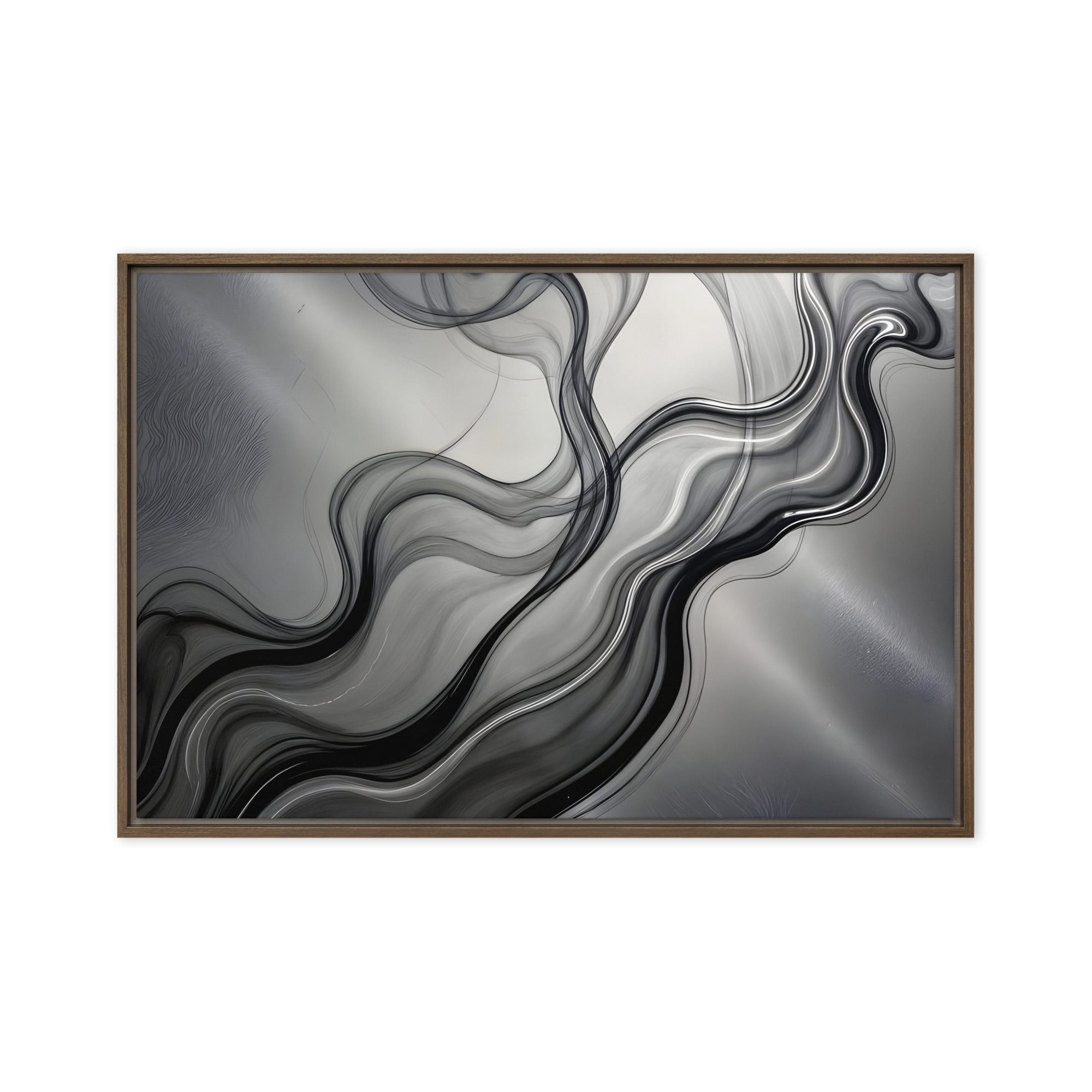 Smoke framed canvas print front-facing product image in white frame, 16 x 16 inch universal size