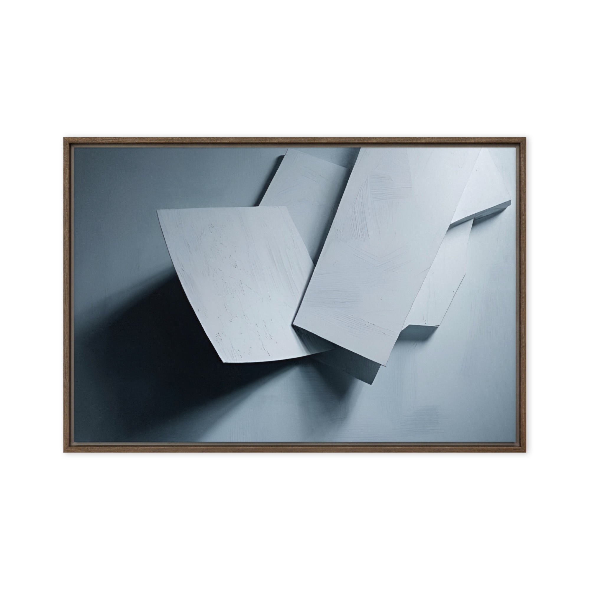 Silhouette framed canvas print front-facing product image in white frame, 16 x 16 inch universal size