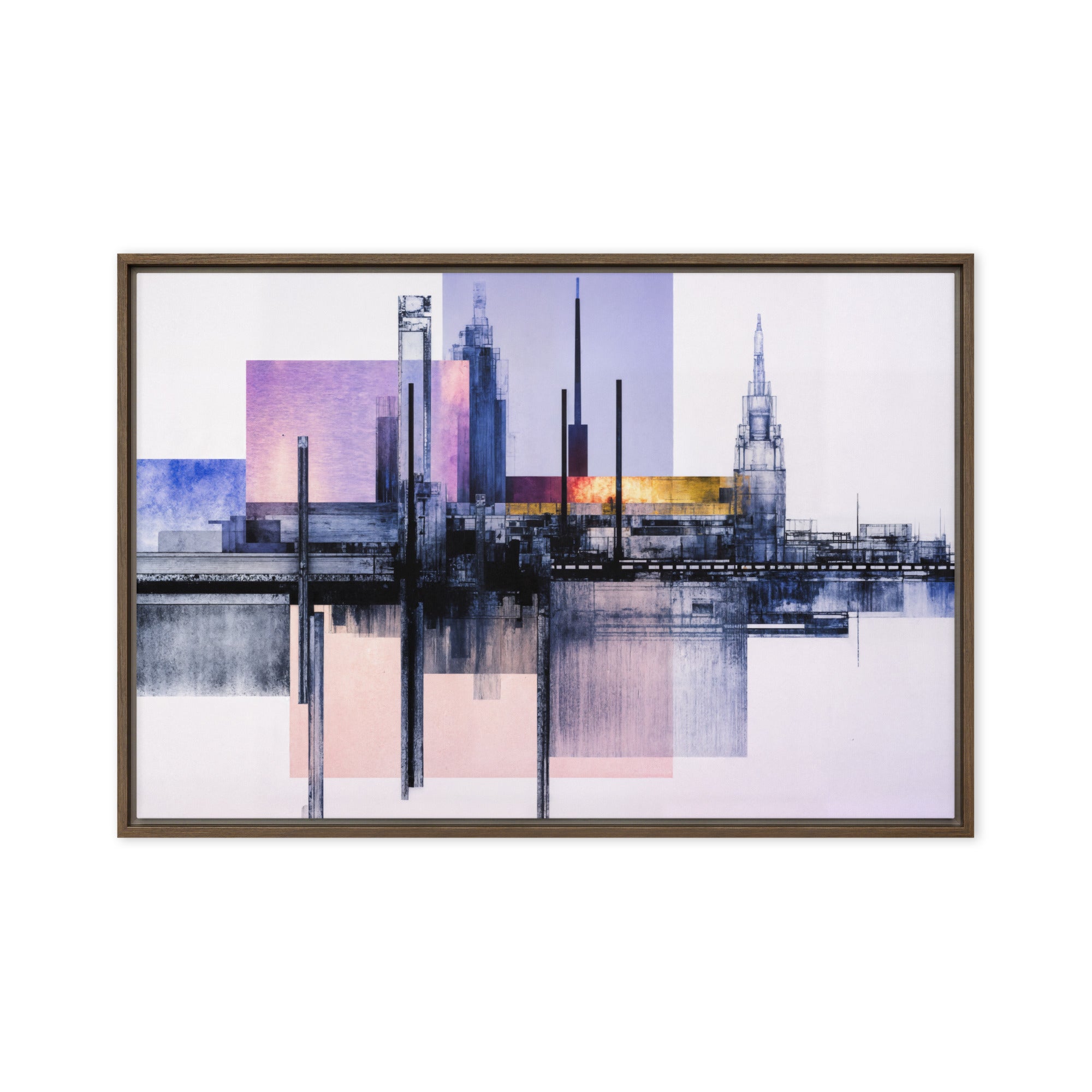 Escapes wall art product image as a framed canvas print in white frame, 12 x 18 inch universal size