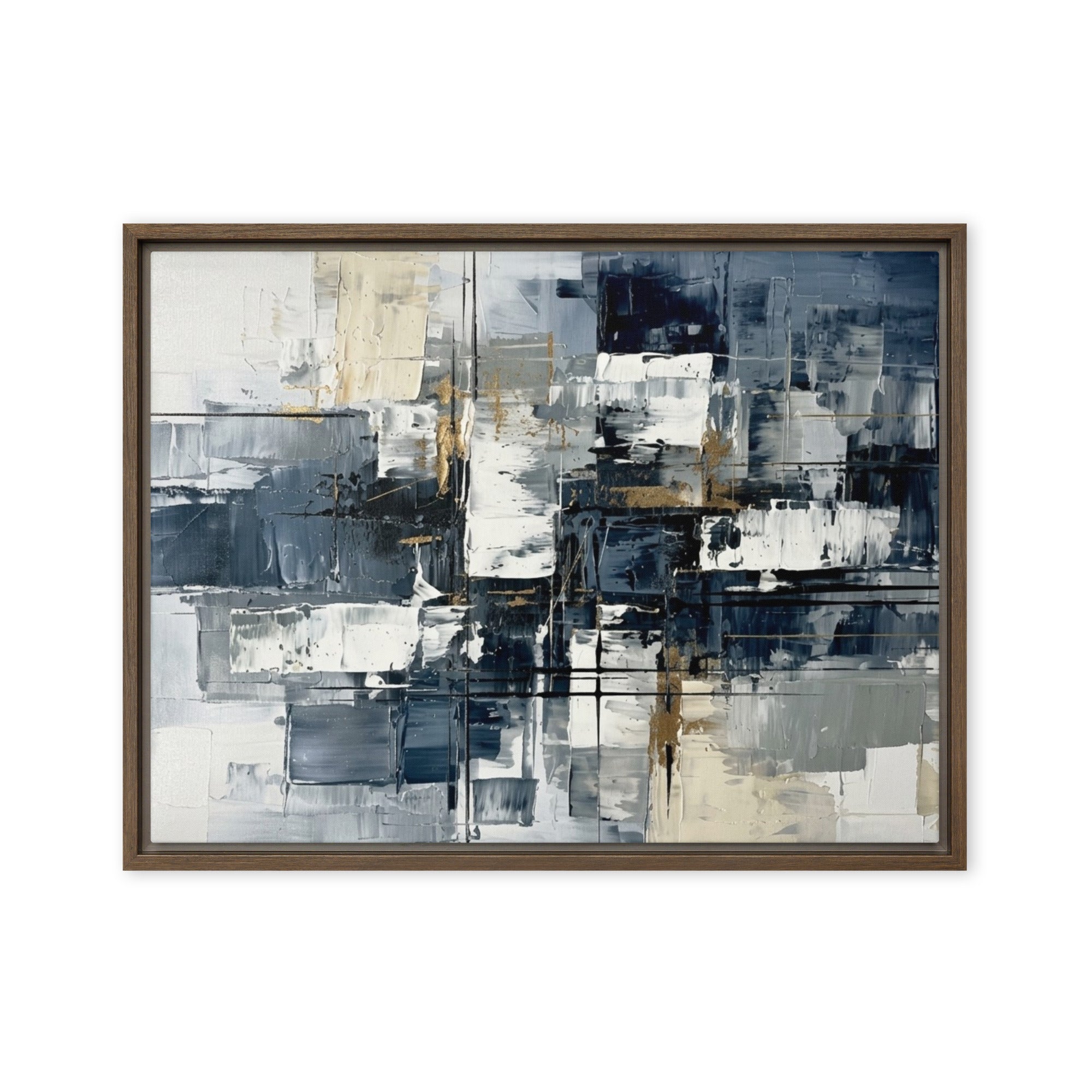 Calamity framed canvas urban front-facing product image in white frame, 18 x 24 inch large size