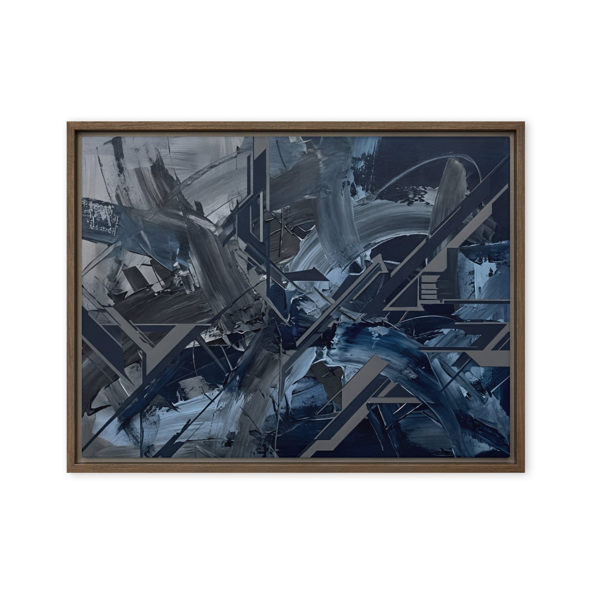 Torrent framed canvas urban image for product listing in white frame, 20 x 28 inch large size