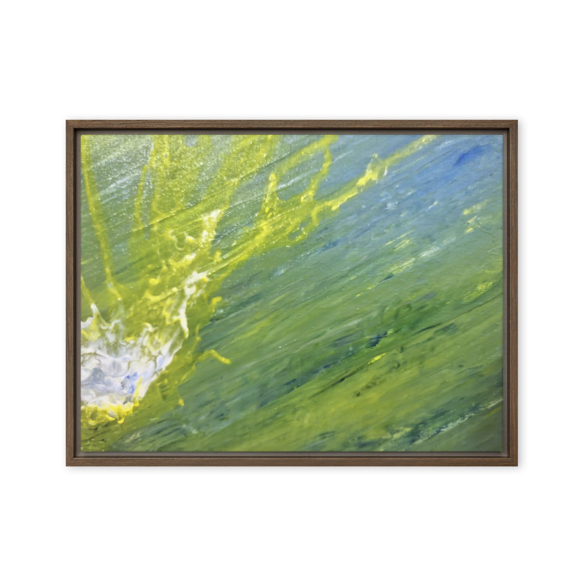 Charged Waters framed canvas print product image in white frame, 18 x 24 inch large size