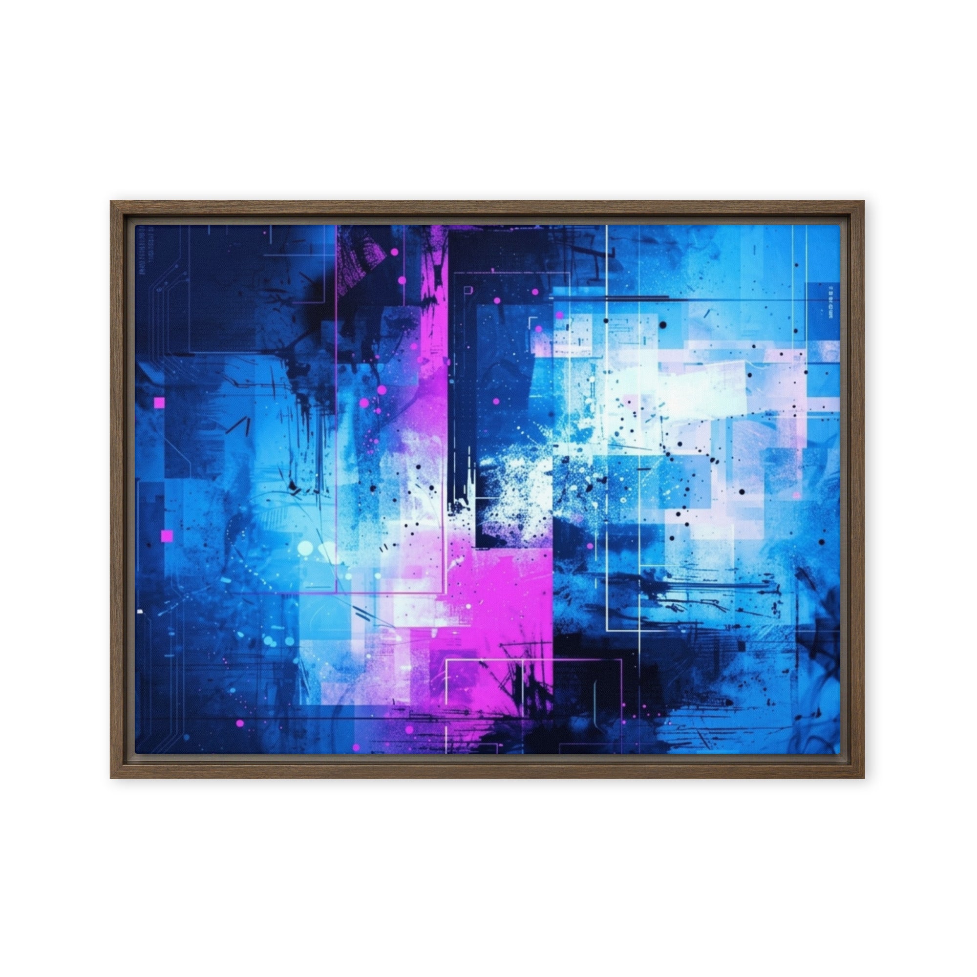 Neon framed canvas print product mockup in white frame, 18 x 24 inch large size
