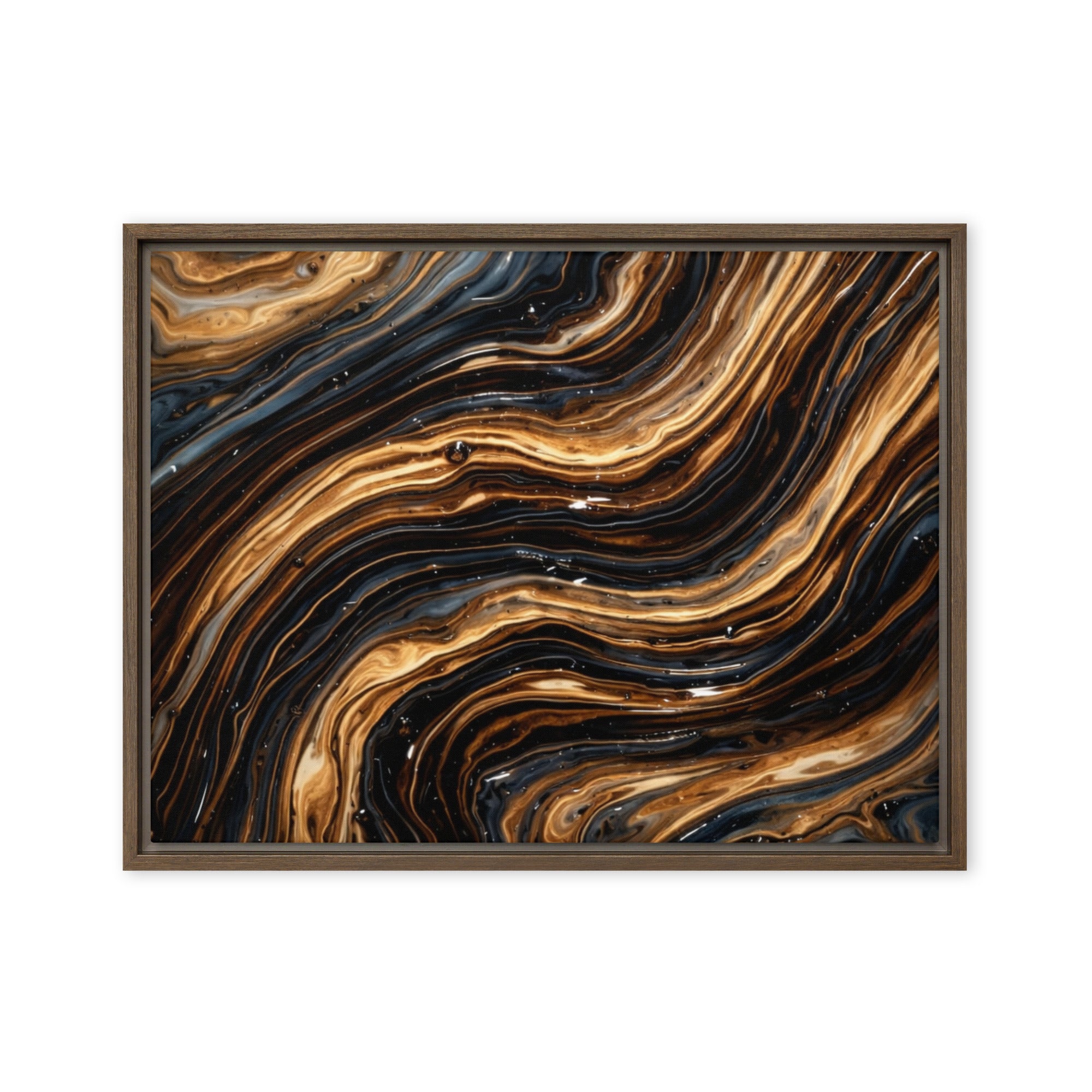 Amber framed canvas print product mockup in white frame, 18 x 24 inch large size