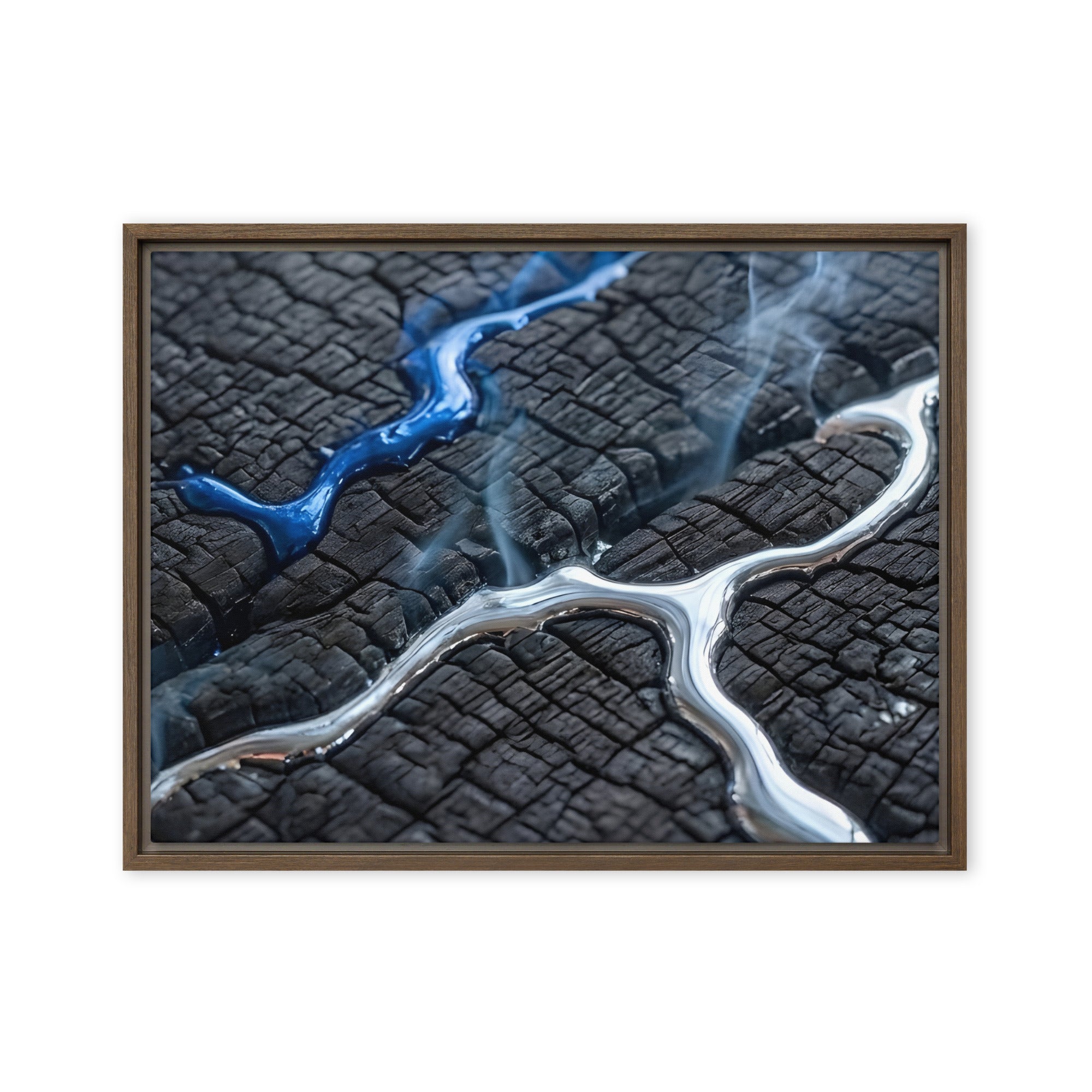 Rhyolite framed canvas print product mockup in white frame, 18 x 24 inch large size