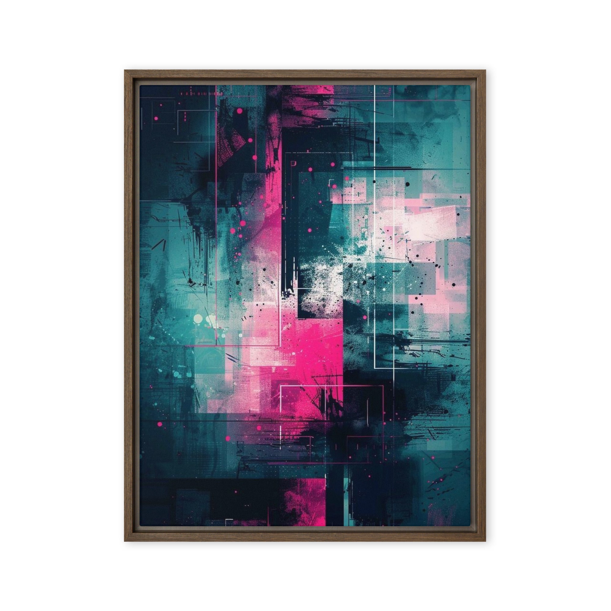 Neona framed canvas print, front view in white frame, 18 x 24 inch large size