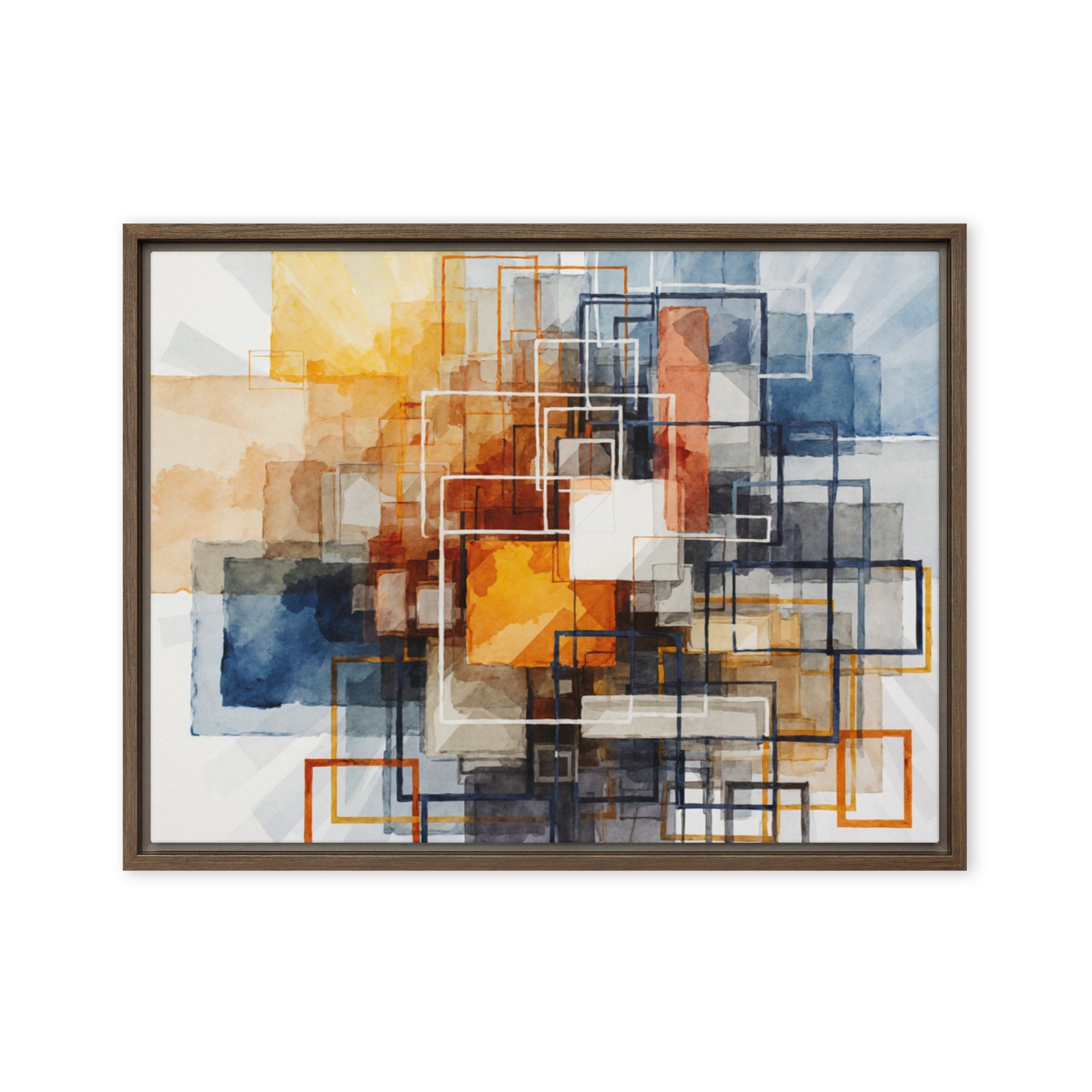 Plinth framed canvas print product mockup in white frame, 18 x 24 inch large size