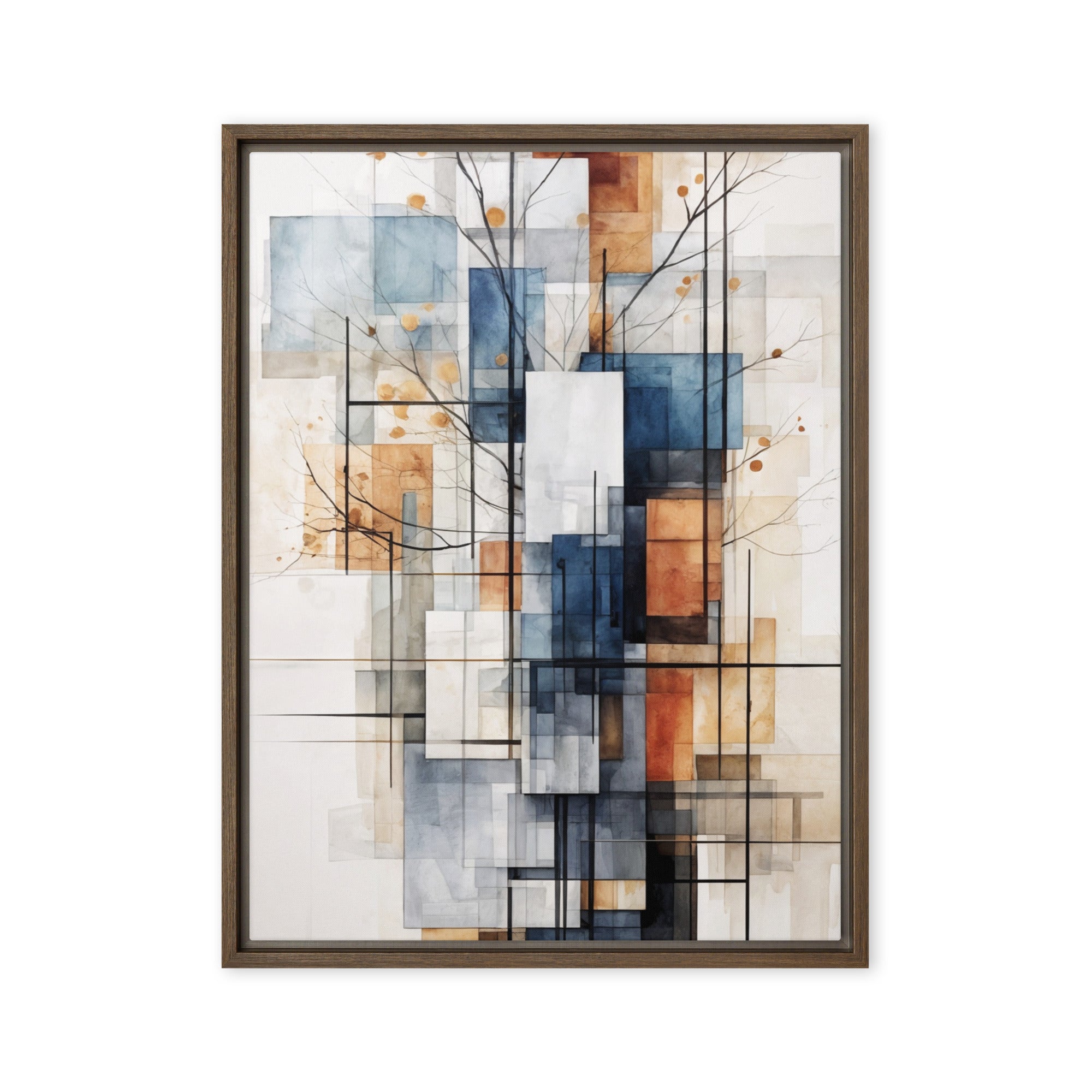 True wall art product image as a framed canvas print in brown frame, 24 x 36 inch statement piece