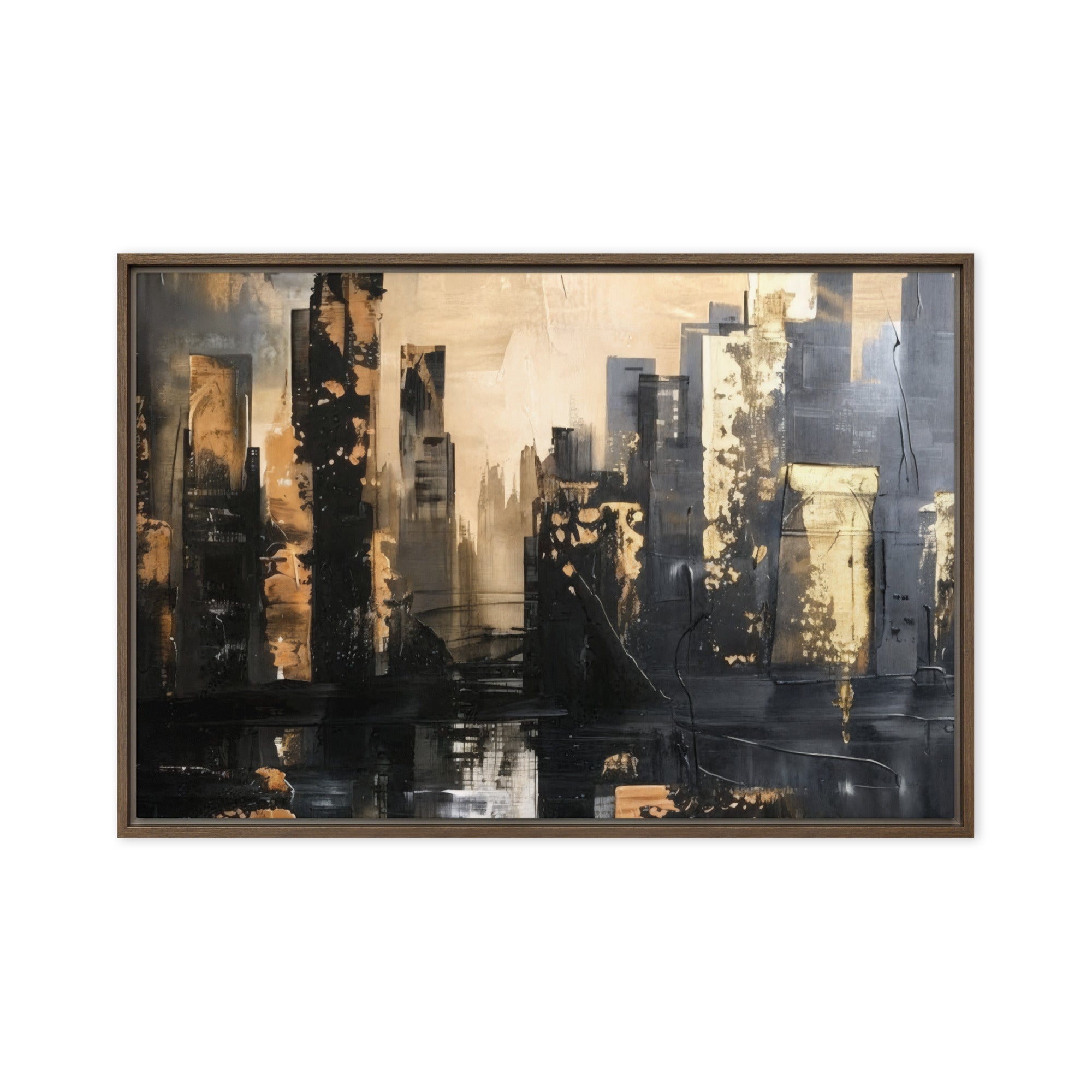 Sommet framed canvas skyline image for product listing in white frame, 24 x 36 inch statement piece