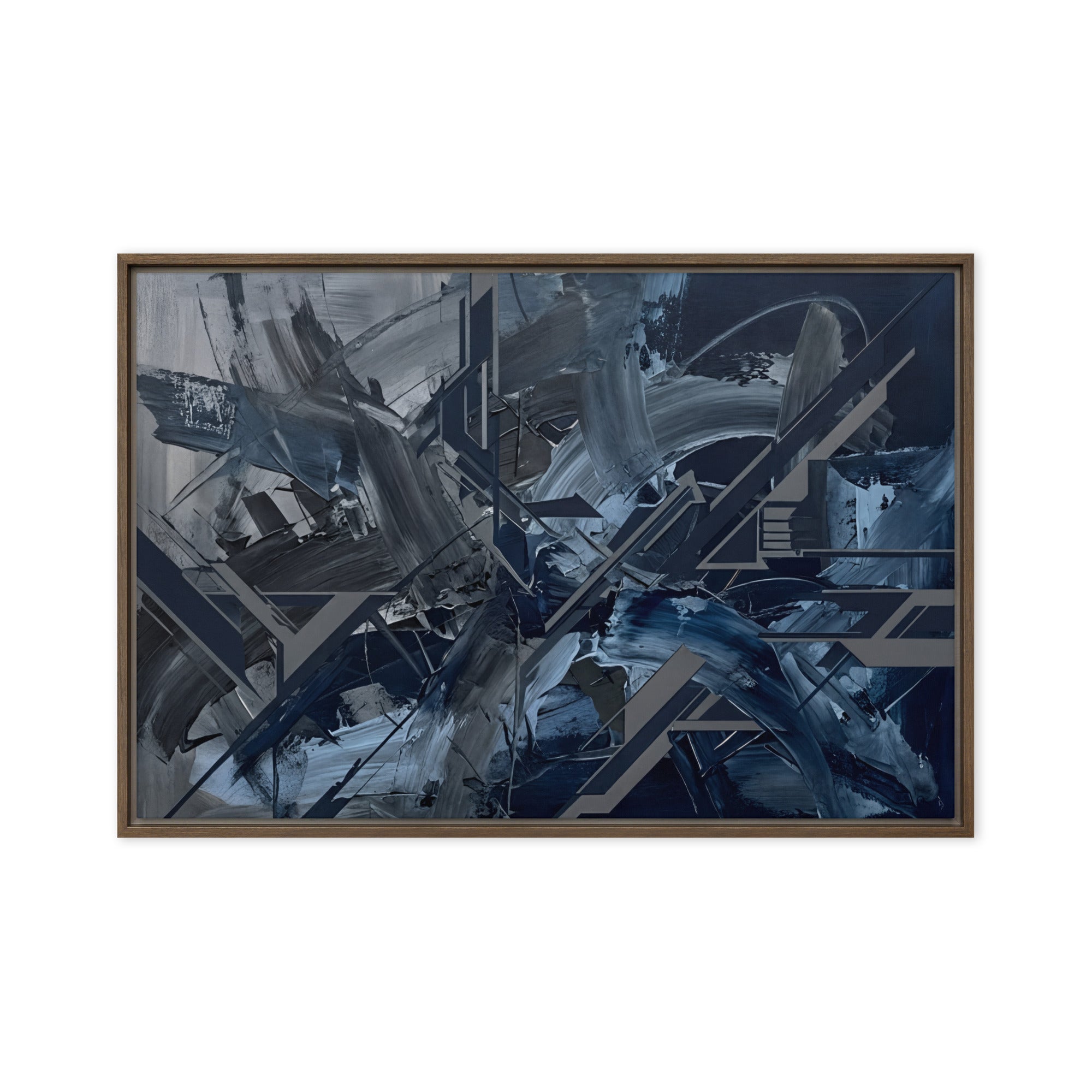 Torrent framed canvas urban product image in white frame, 24 x 36 inch statement piece