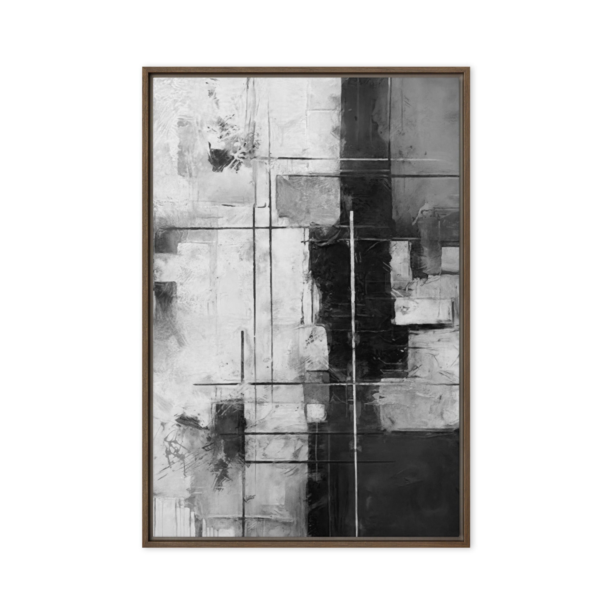 Beware framed canvas urban shown in front view in white frame, 12 x 18 inch universal size