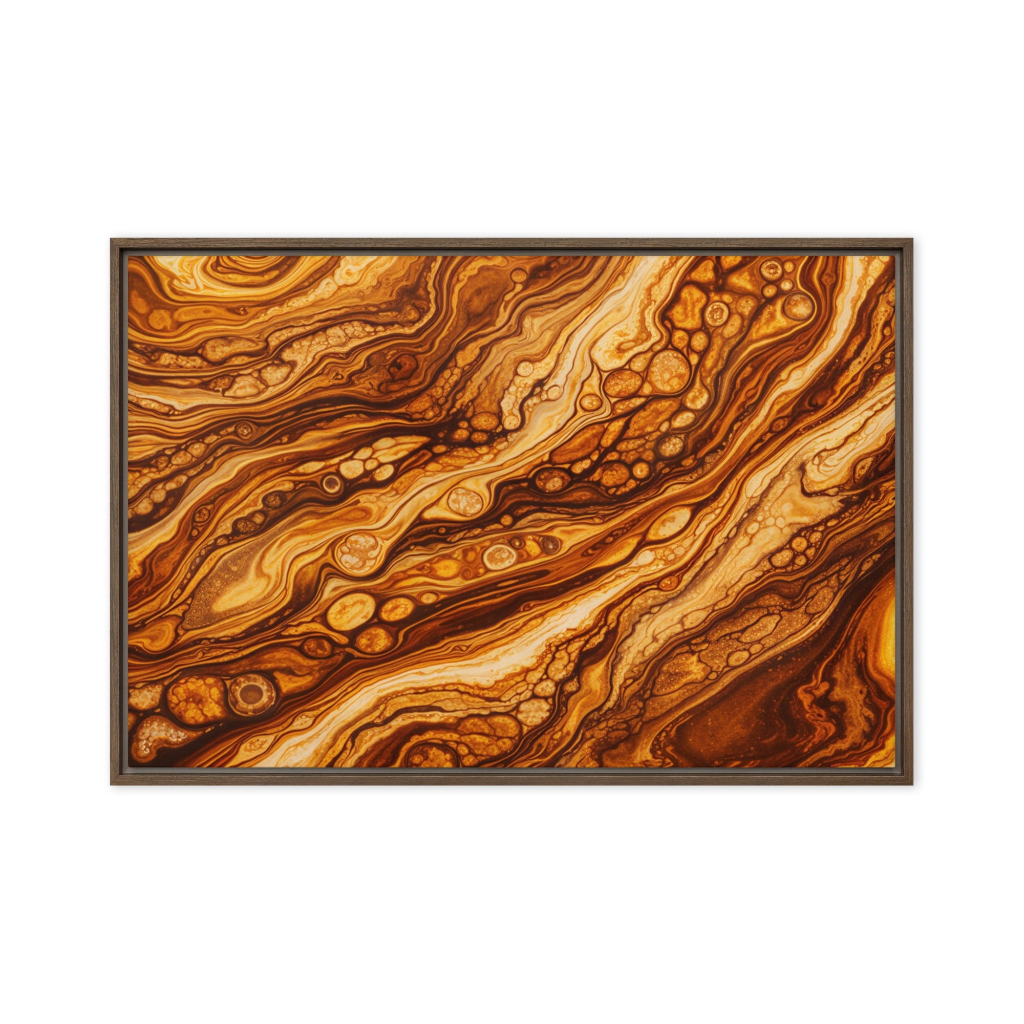 Molten Cells wall art product image as a framed canvas print in white frame, 24 x 32 inch large size