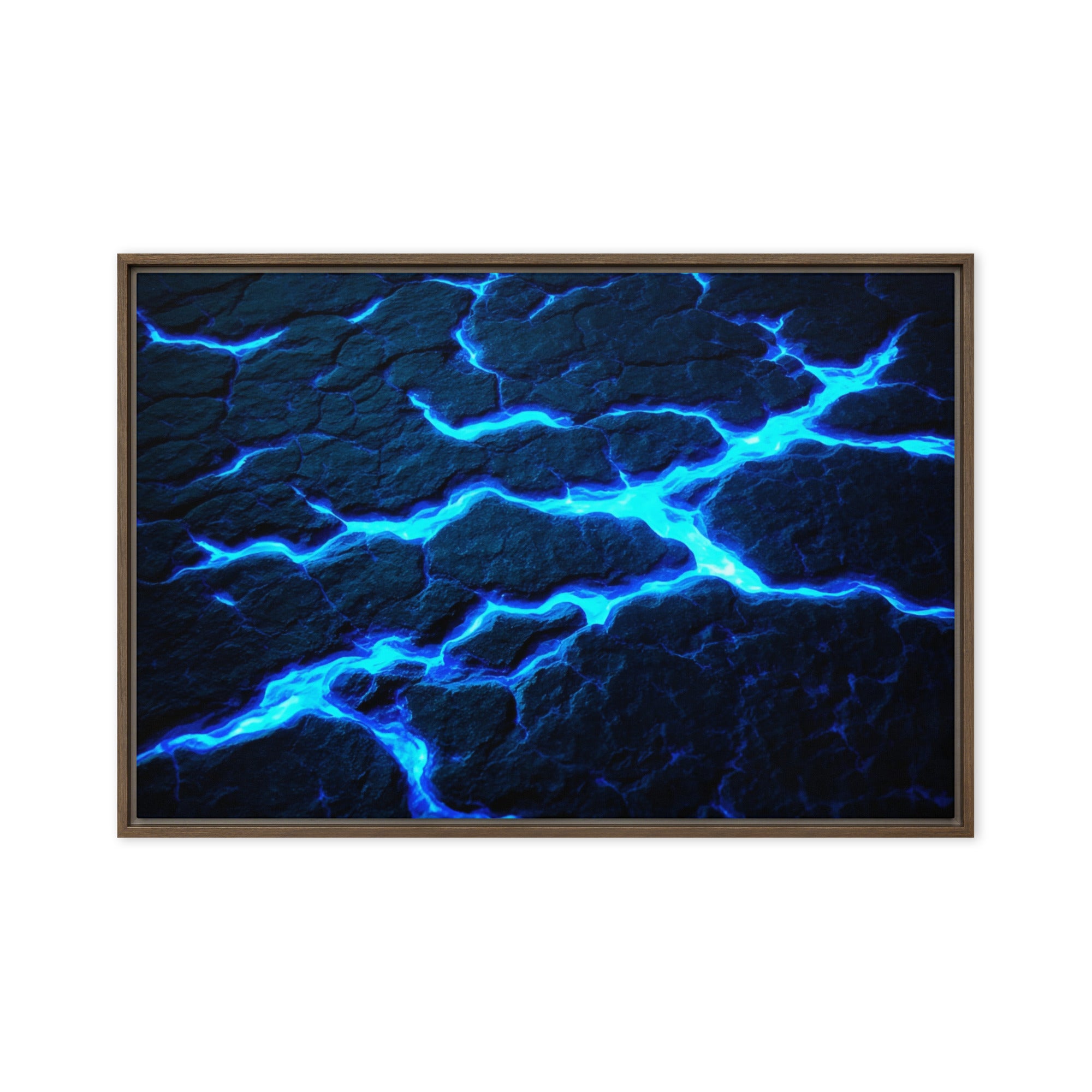 Dacite framed canvas print with product details shown in white frame, 24 x 32 inch large size