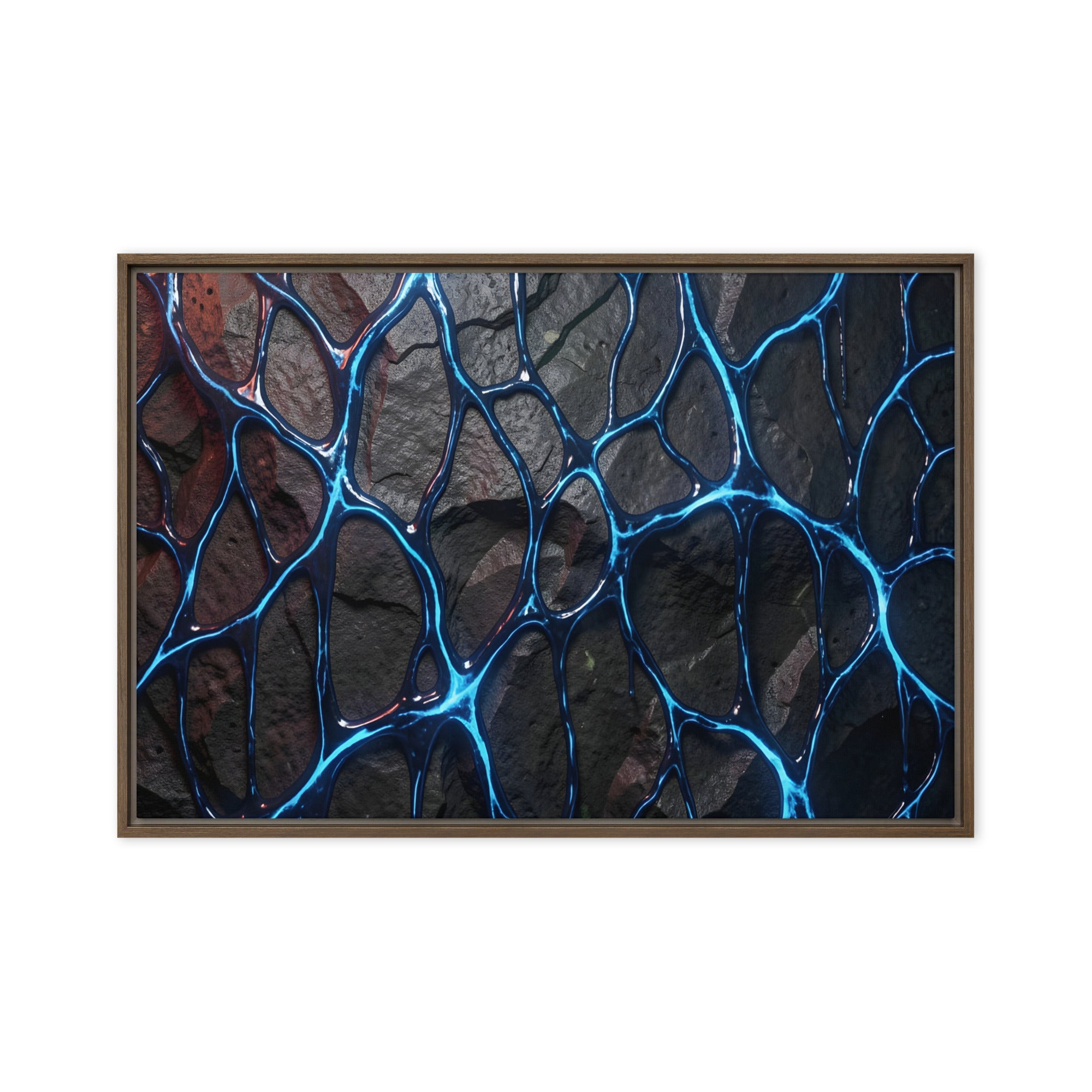 Magmatic framed canvas print, front view in white frame, 24 x 36 inch statement piece