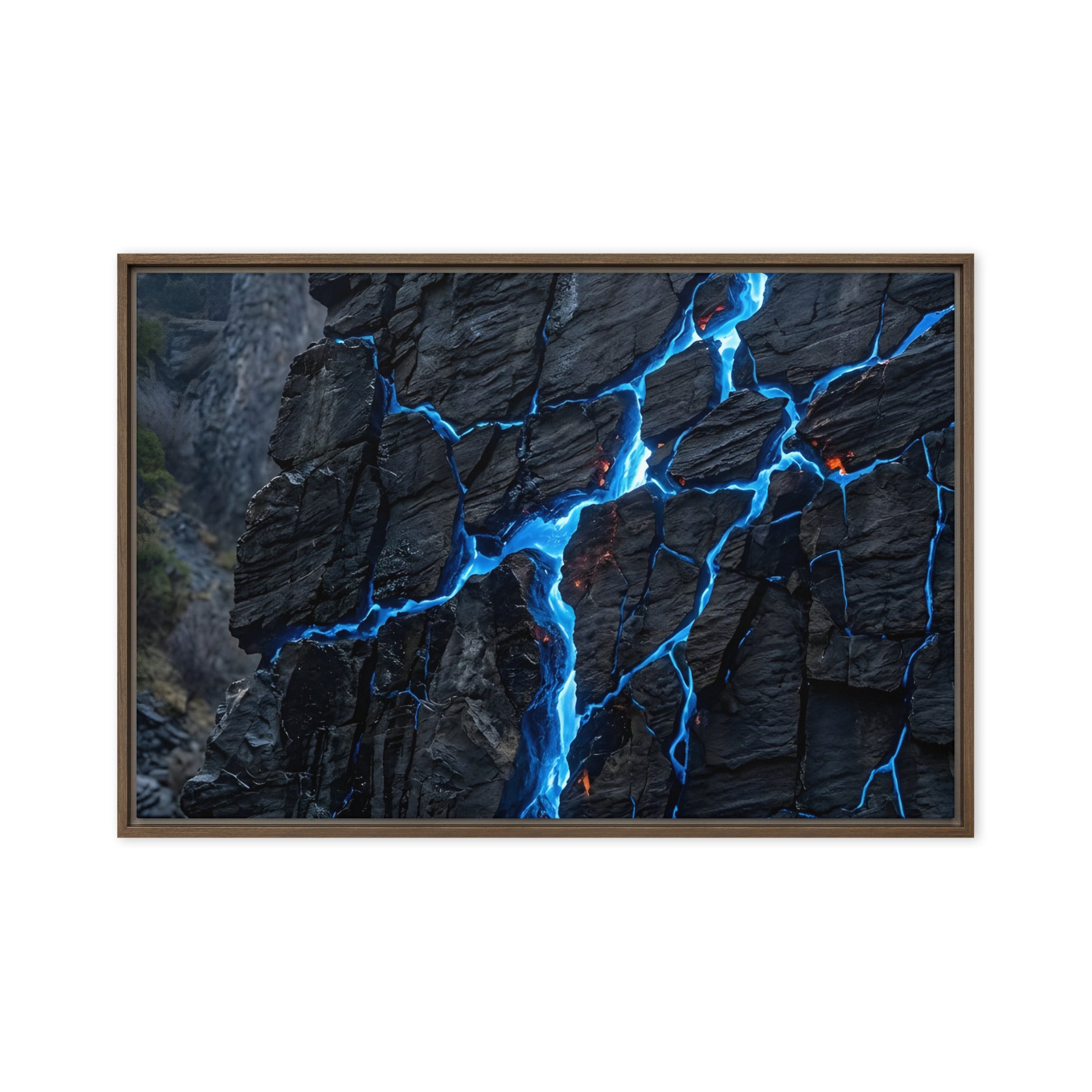 Xenolith framed canvas print, front view in white frame, 24 x 36 inch statement piece