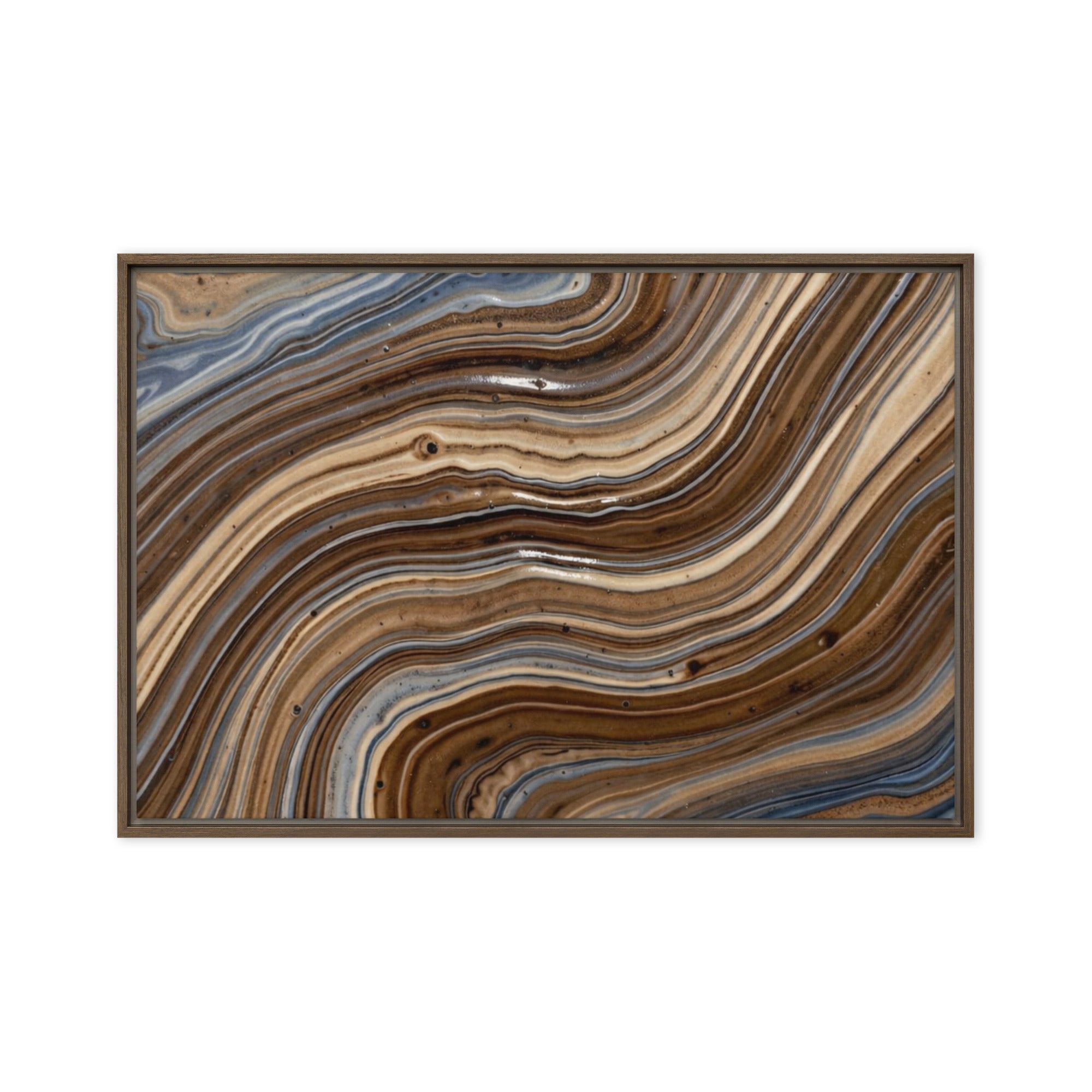 Dunes framed canvas print with product details shown in white frame, 24 x 32 inch large size